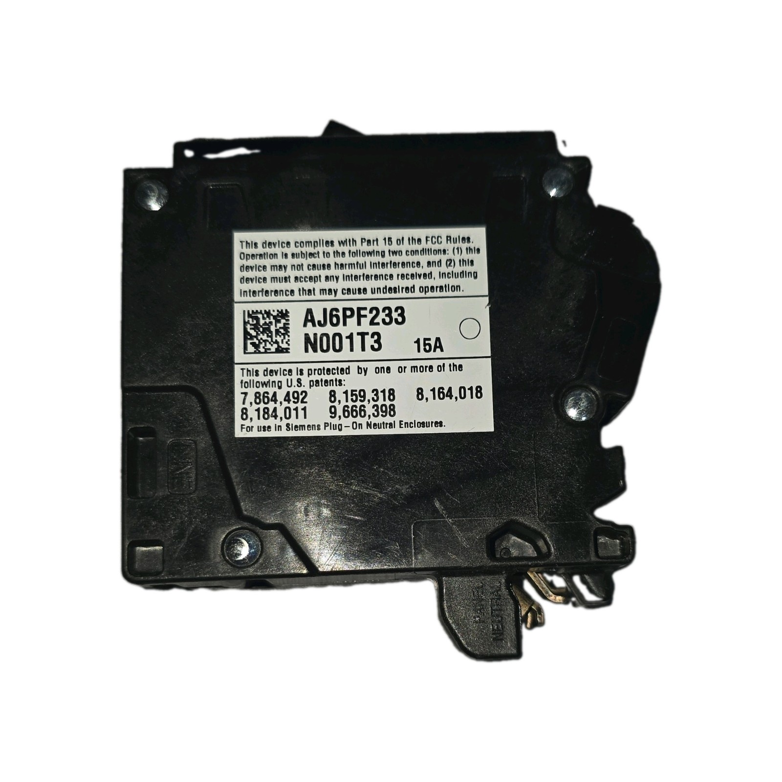 Siemens QA115AFCN 15A 1-Pole 120V Combination AFCI Plug-On Neutra