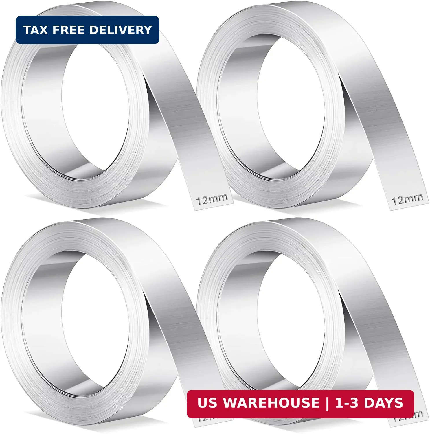 4 Pcs 1/2″ x 21 ft Stainless Steel Embossing Tape Compatible with Dymo M1011/m11