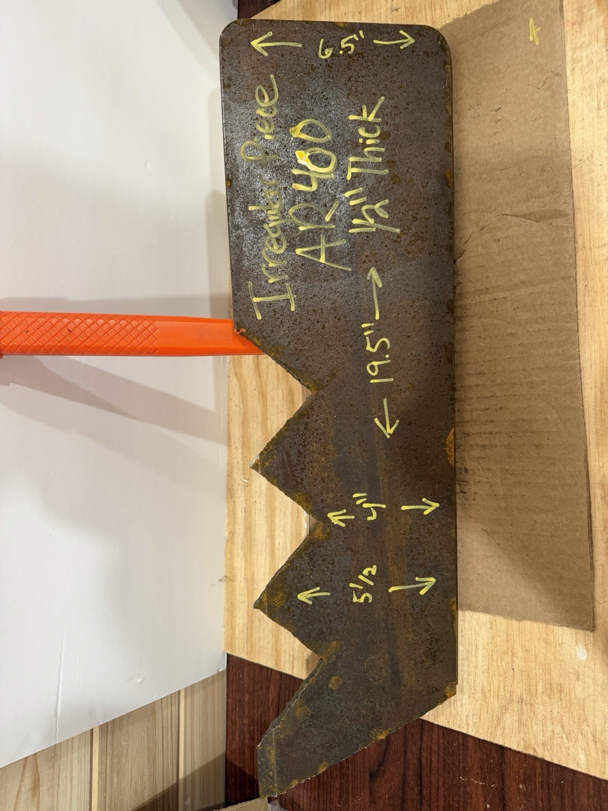 Irregular Piece of Abrasive Resistant Steel Plate – AR400 – 1/2” Thickness