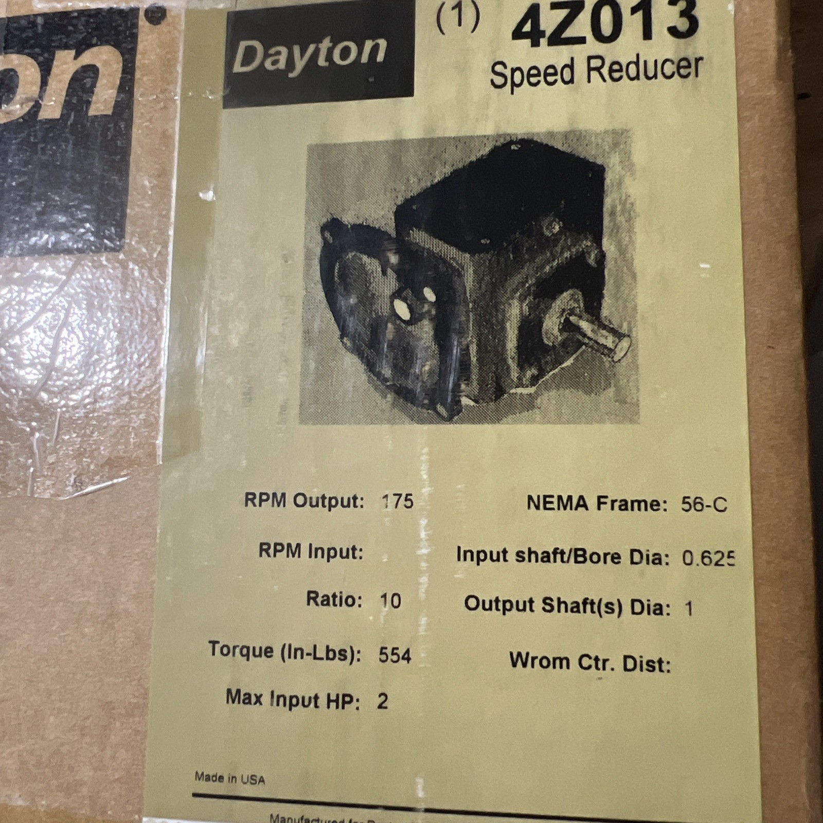 Dayton 4Z013 Speed Reducer,C-Face,56C,10:1