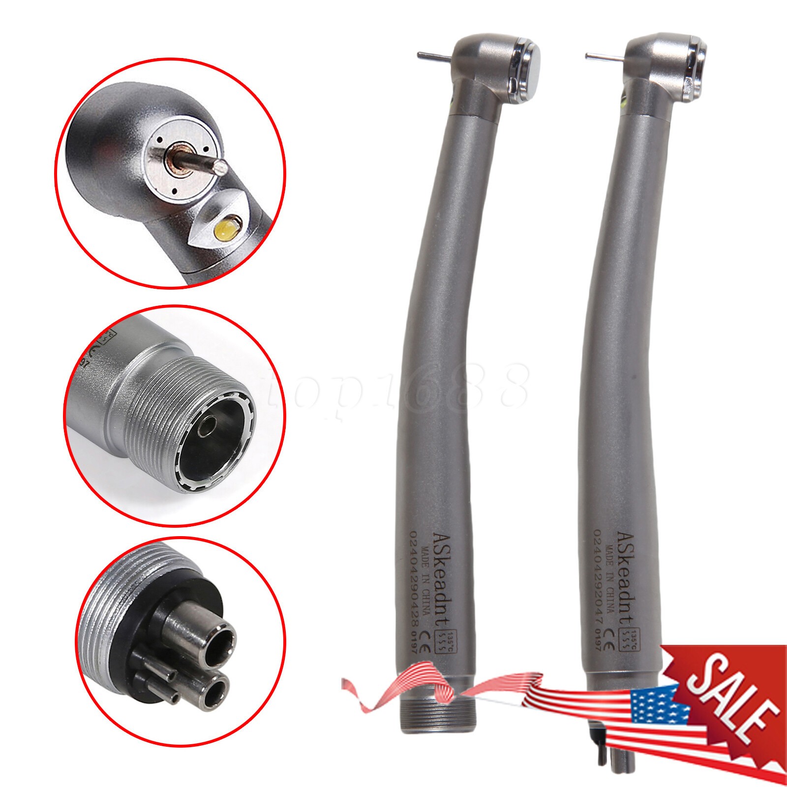 PANA MAX Pieza Mano Dental de Alta Velocidad Turbina Aire Pulsador 2/4H w/ LED
