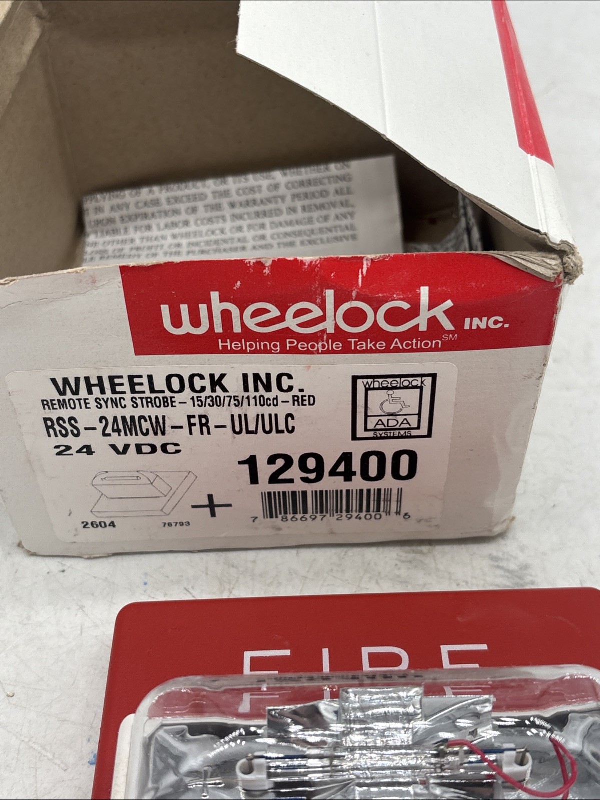 Cooper Wheelock RSS-24MCW-FR Fire Strobe 15/30/75/110 24VDC 129400 Alarm