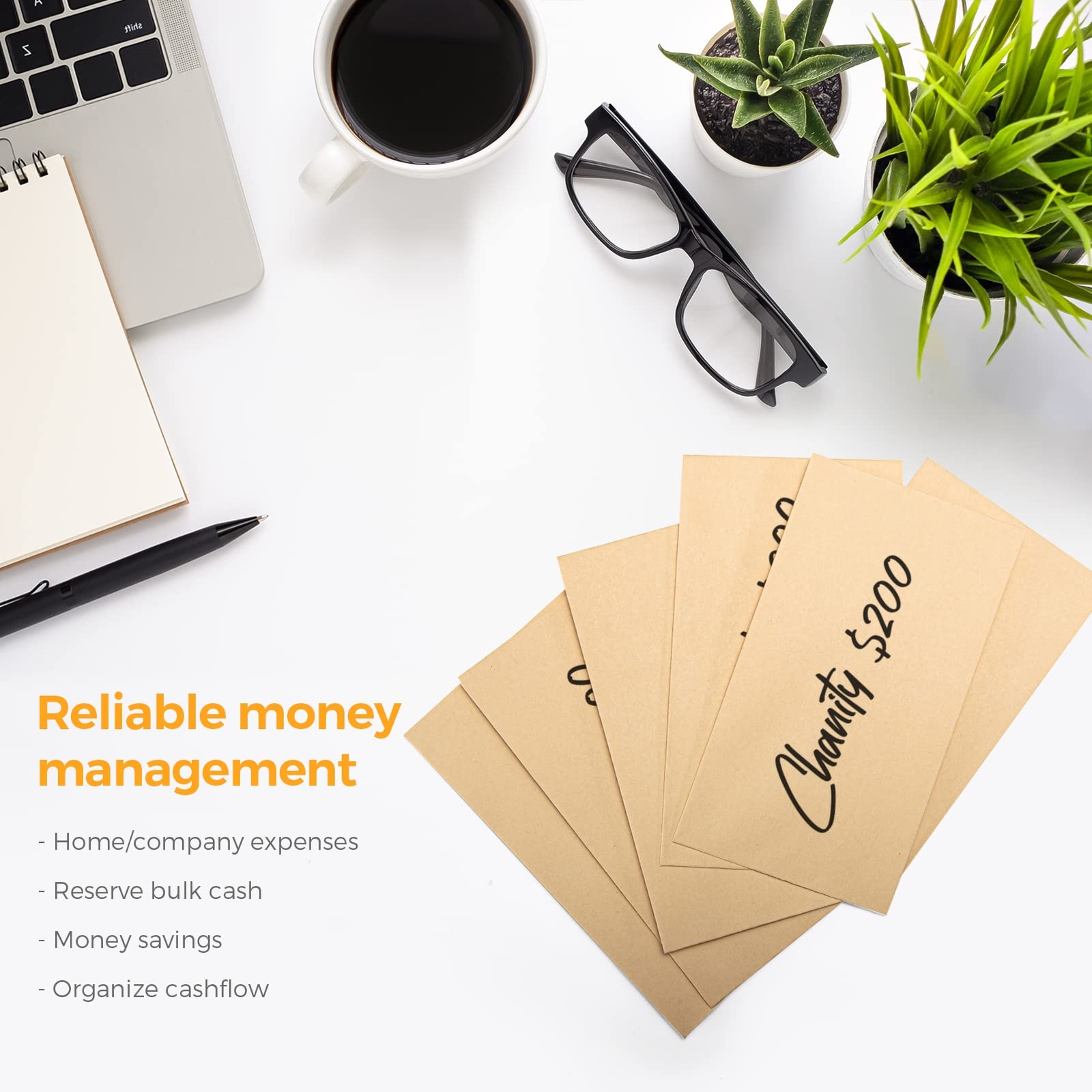 100 PACK Brown Cash Envelopes 3 1/2 x 6 1/2 for Budgeting, Small Kraft Money
