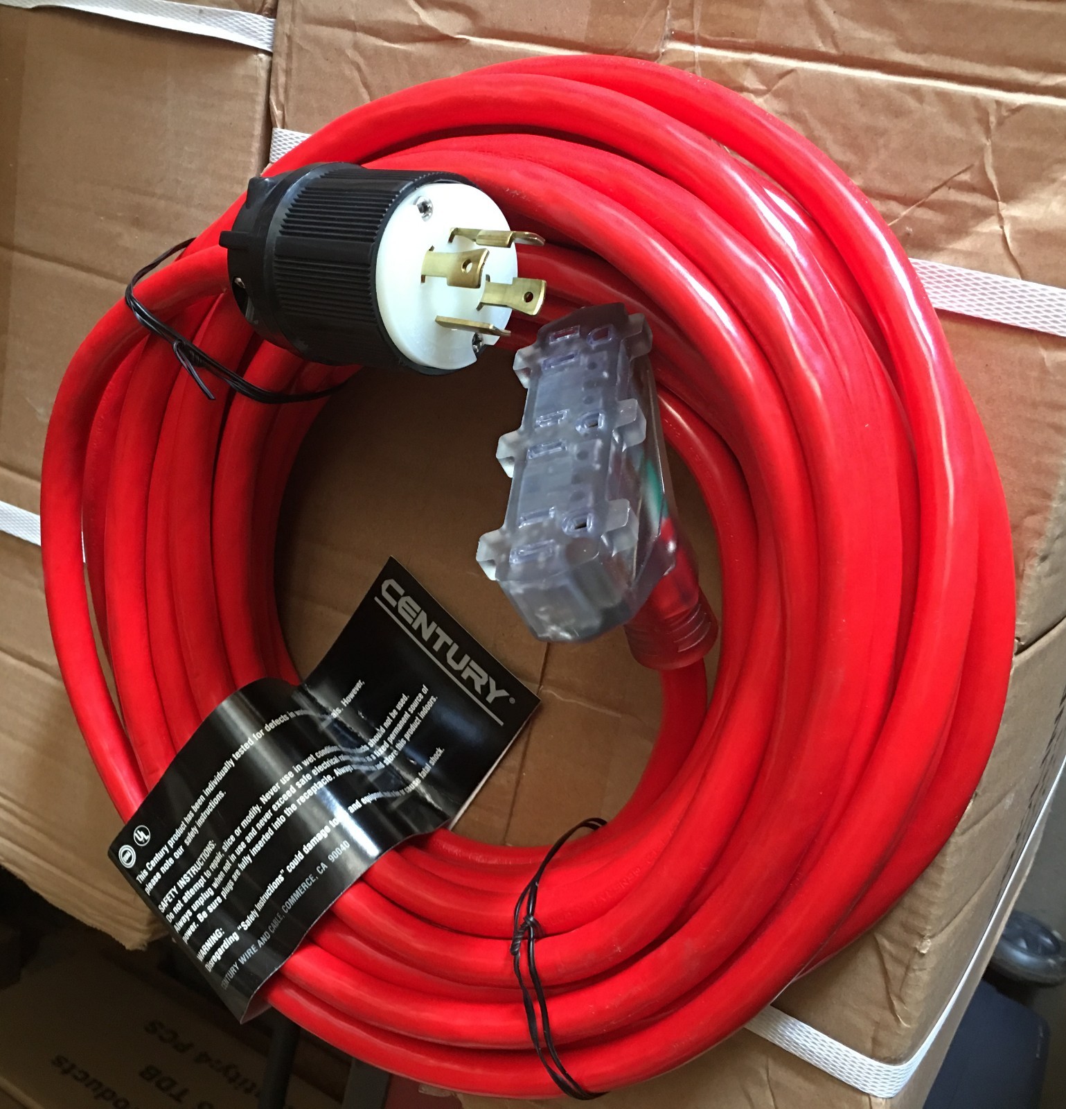 Generator Extension Cord 30A 50FT NEMA L14-30 10AWG Copper Wire UL with 3 outlet