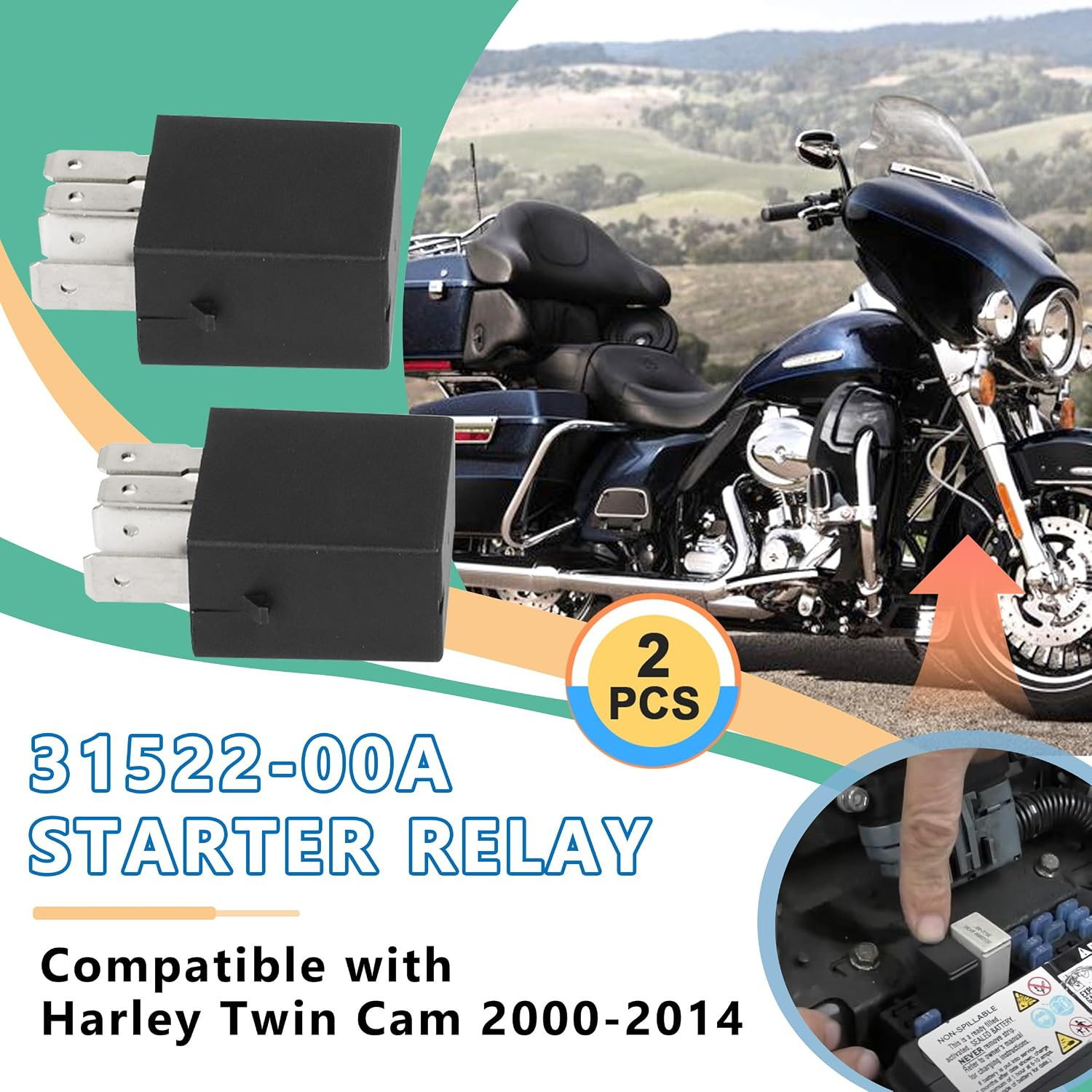 31522-00A Starter Relay Compatible with Twin Cam 2000-2014 for Softail 2000-2010