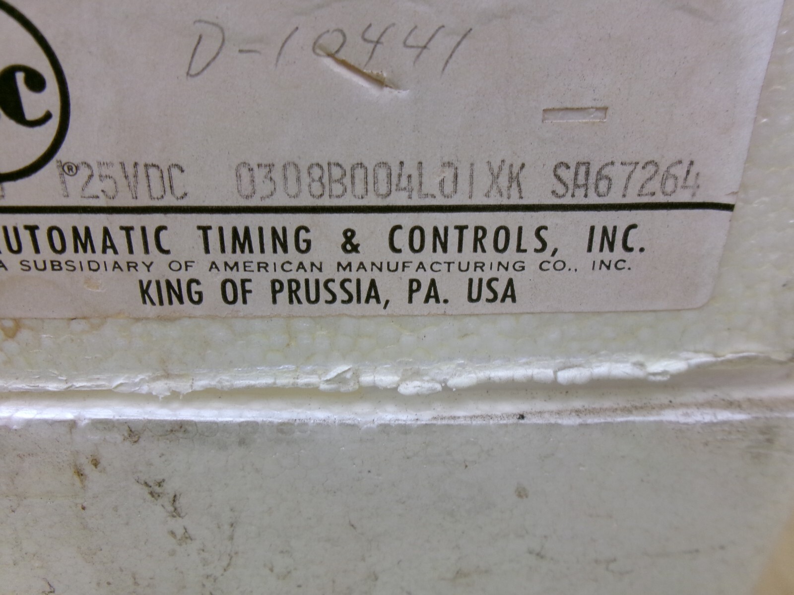 ATC )308B004L01XK SA67264 Timing Relay 0-15 Seconds , 125 VDC