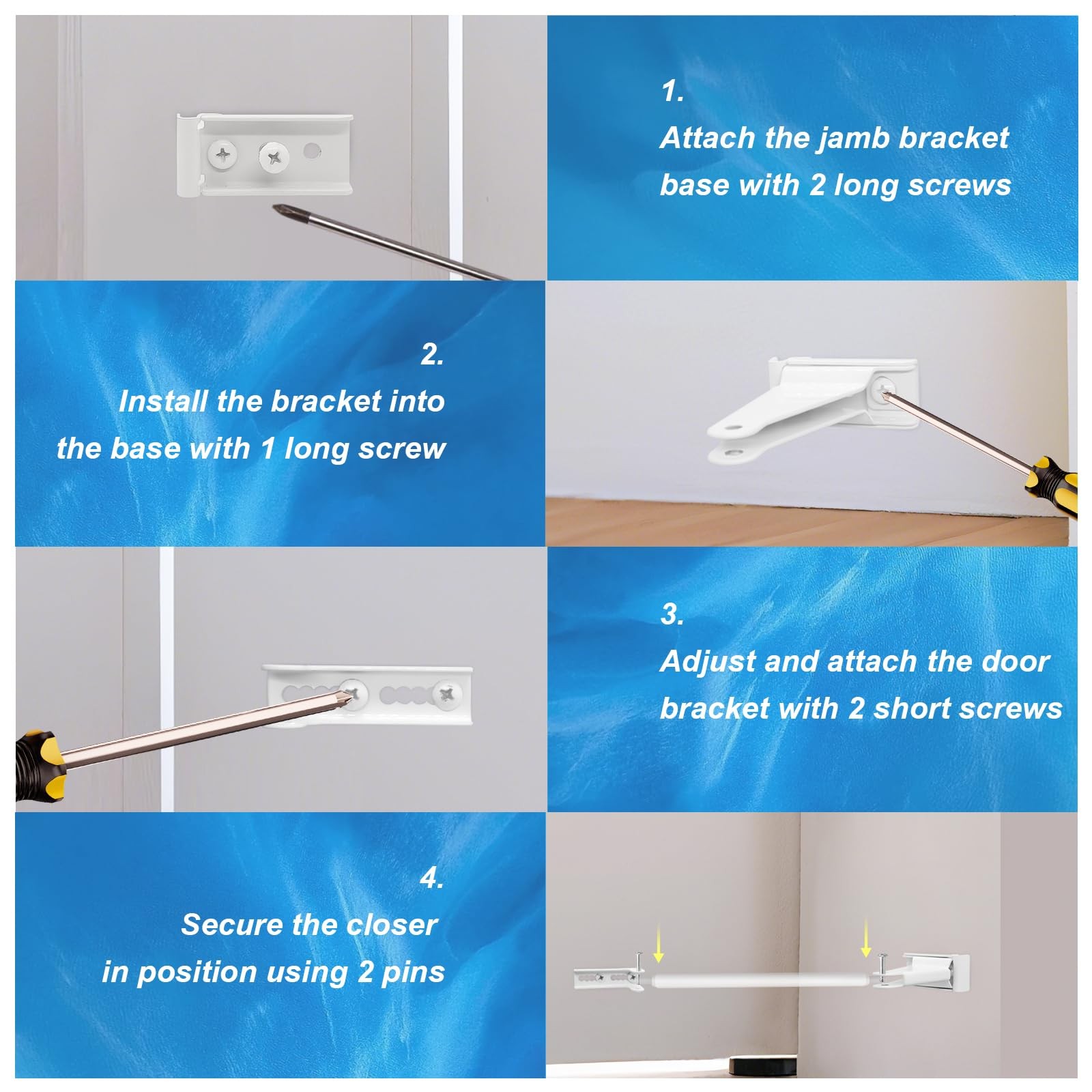 Storm Door Closer Bracket in White Color for Larson Pella Anderson emco