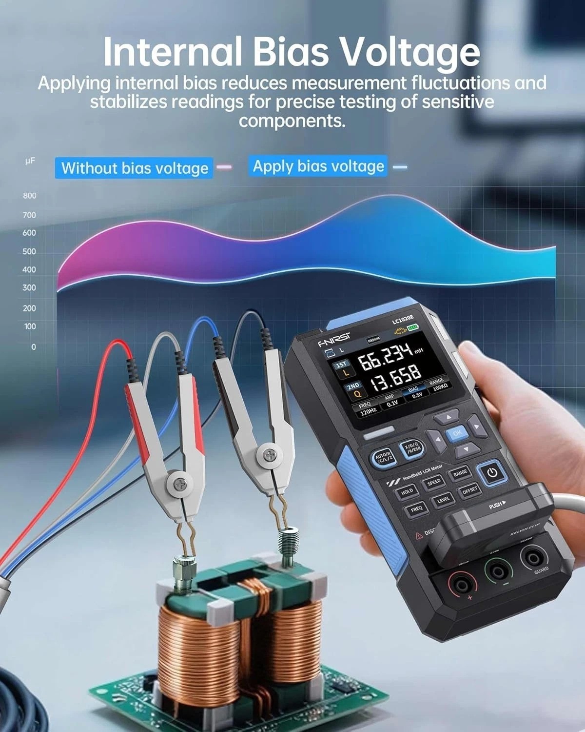 High-Precision LCR Meter 100kHz 19999 Counts Auto Component Tester