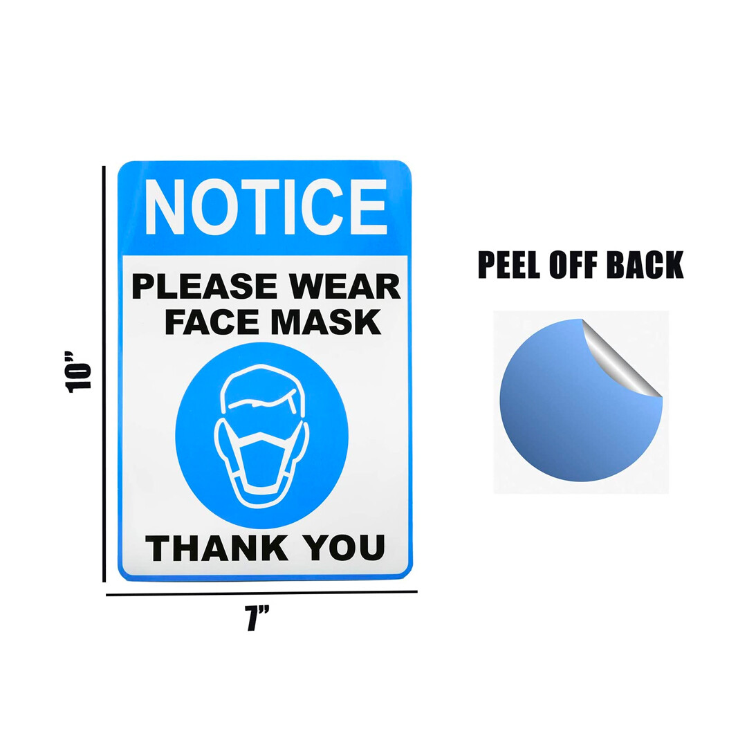 150 Pack – Face Mask Required Sticker Sign – Mask Mandate Compliance Decal