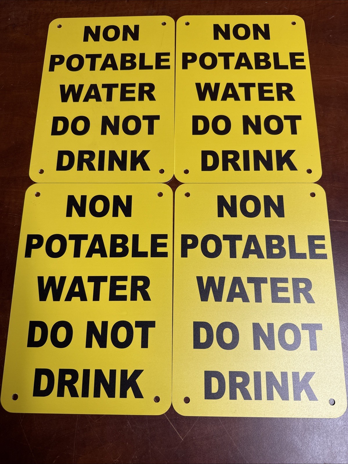 Non Potable Water Do Not Drink Metal Signs 7” x 10” Lot of 4