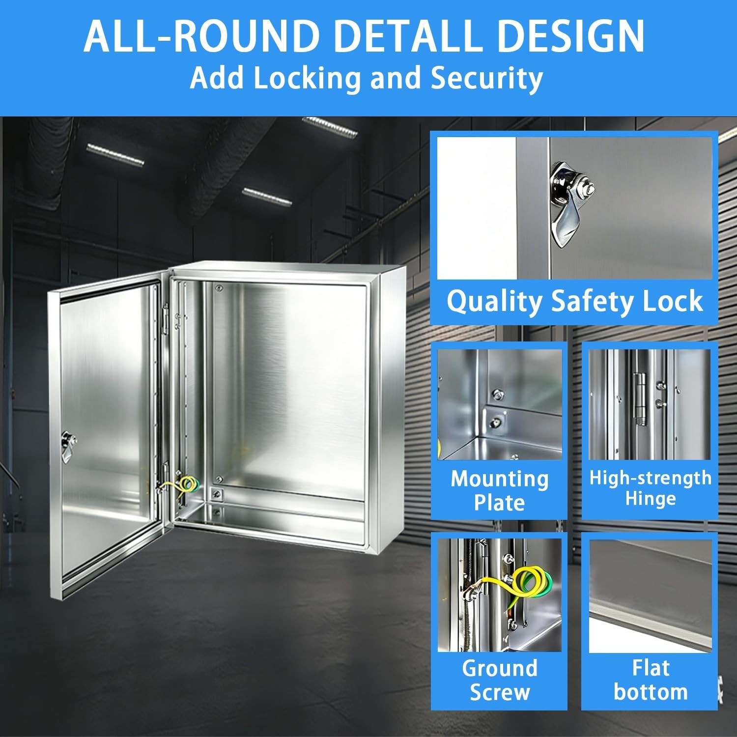 Electrical Enclosure 12x10x6, 304 Stainless Steel Enclosure IP66