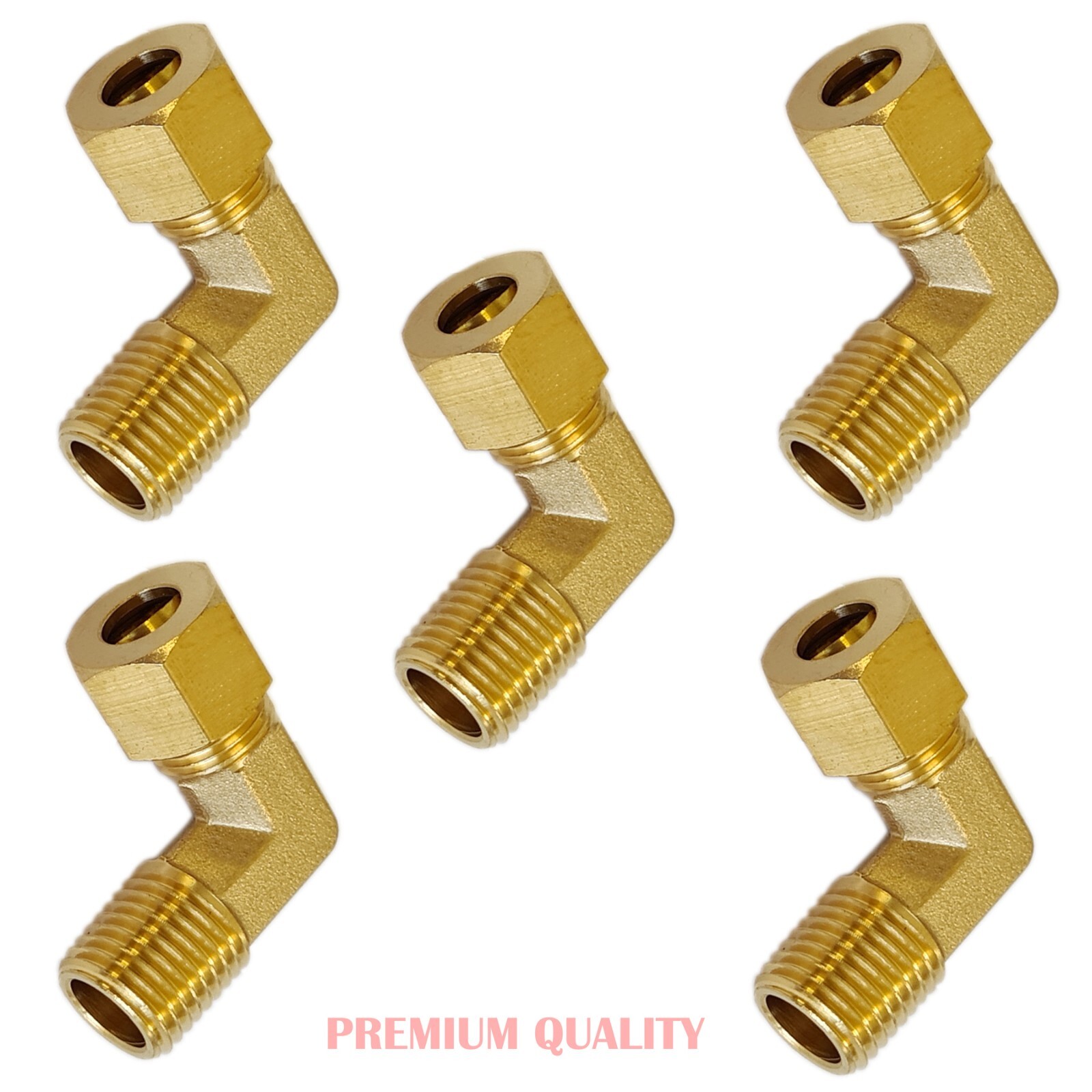 5 PC – Brass Compression Elbow Fitting 5/16″ OD Tube x 1/4″ NPT Male Pipe