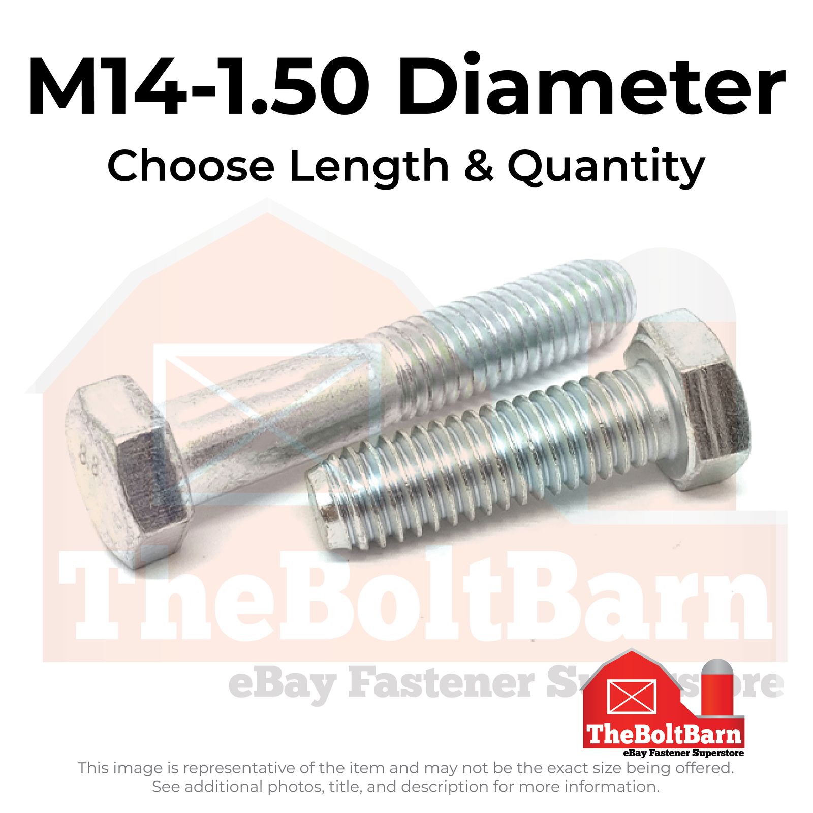 M14-1.50 Class 8.8 Hex Cap Screws Zinc Clear (Choose Length & Qty)