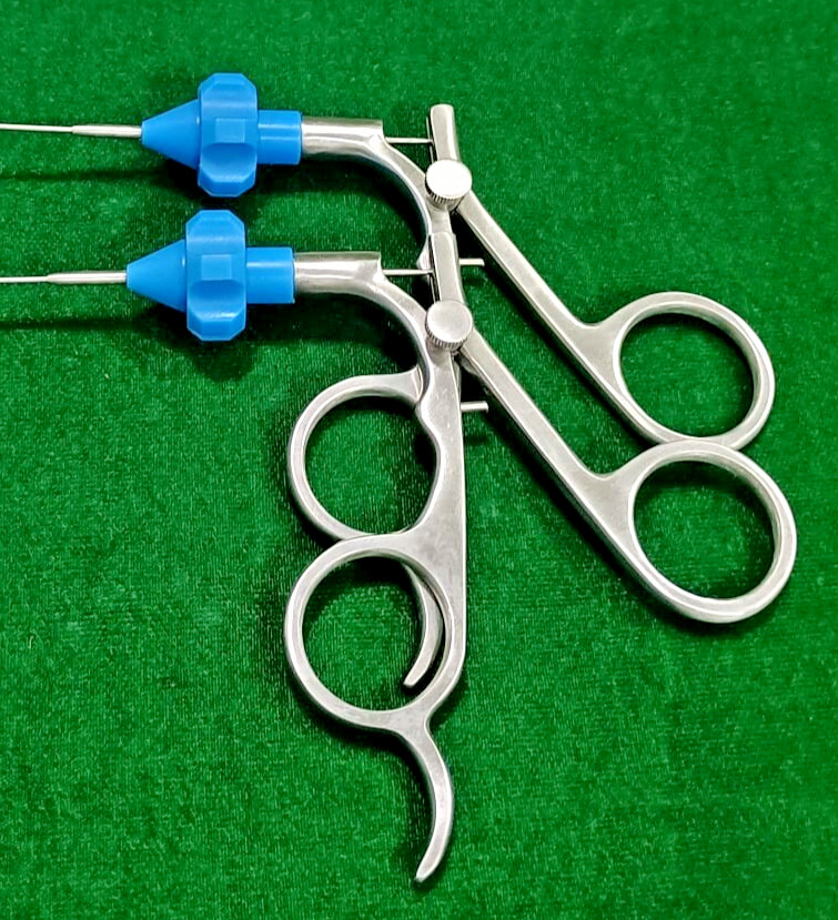2pc Hysteroscopy Urology Semi Rigid Scissor 5FR 40cm with Blue Rotar Reusable