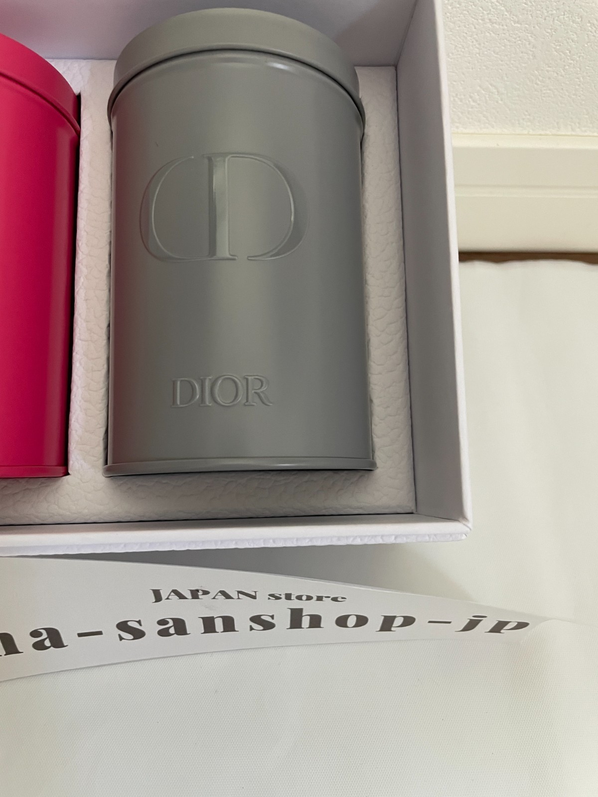 Christian Dior canister can Authentic novelty Purple Pink Glay steel
