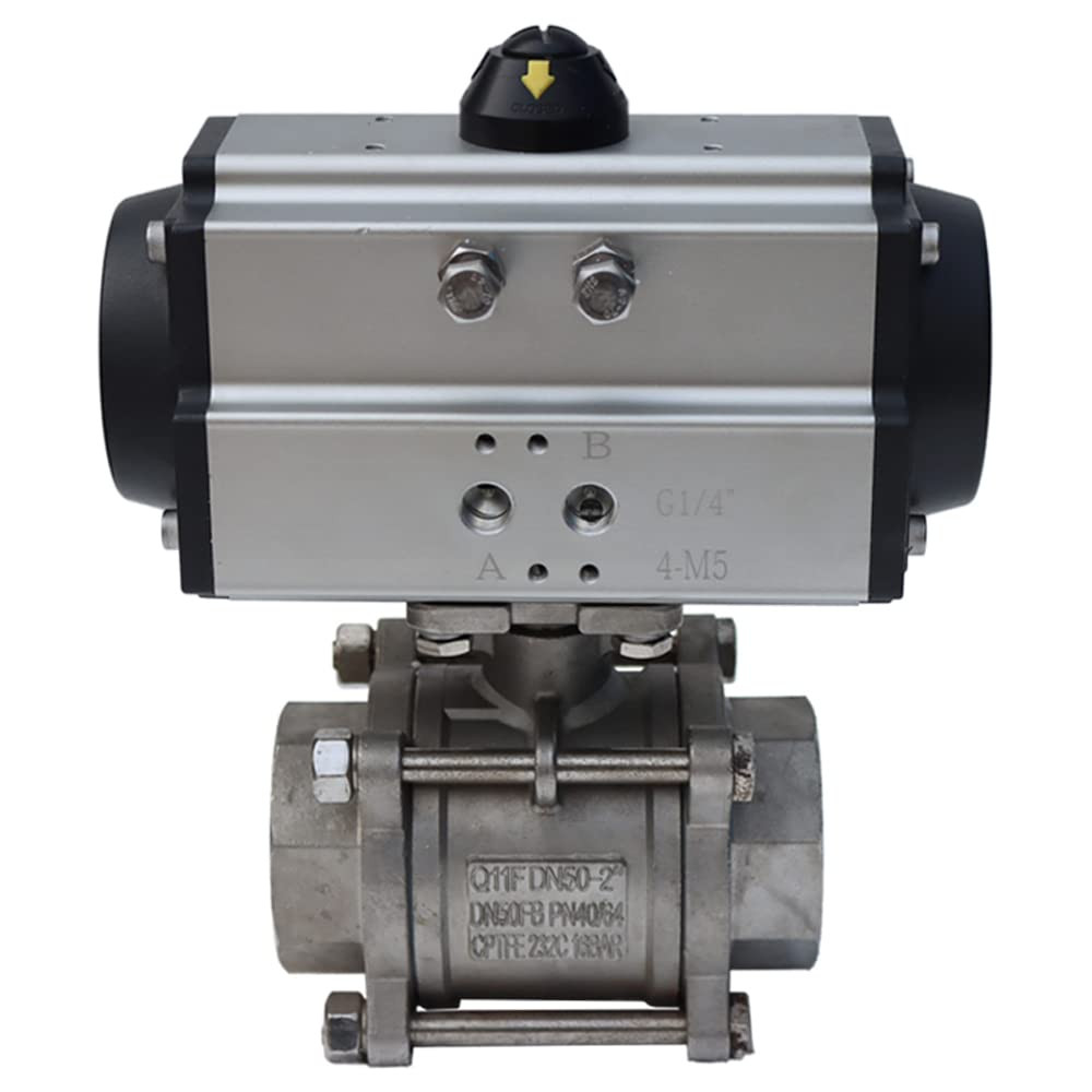 Three-Piece 2 Inch Pneumatic Actuated Ball Valve Double Acting Globe Threaded 30