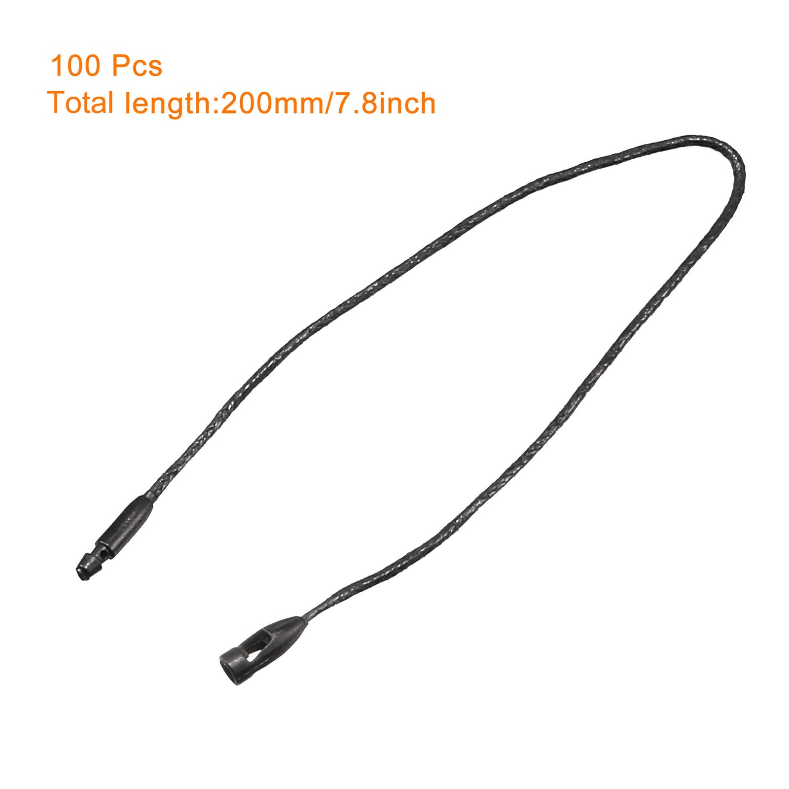100Pack Wax Rope Hang Tag String Snap Lock Price Tag Fastener Ties Black 7.8″