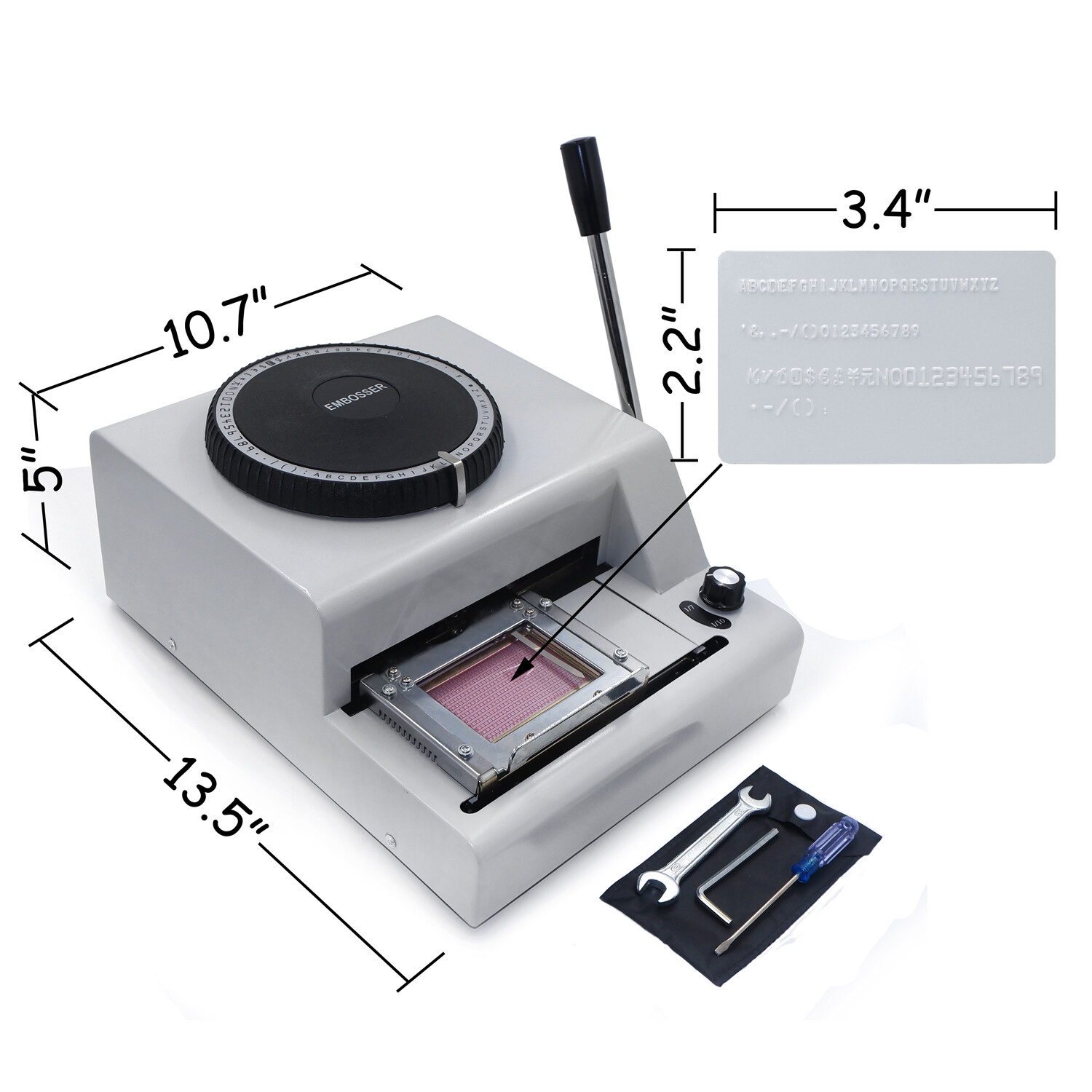 Embossing Machine 72-Characters Card Embosser Printer Code ID PVC Stamping Credi
