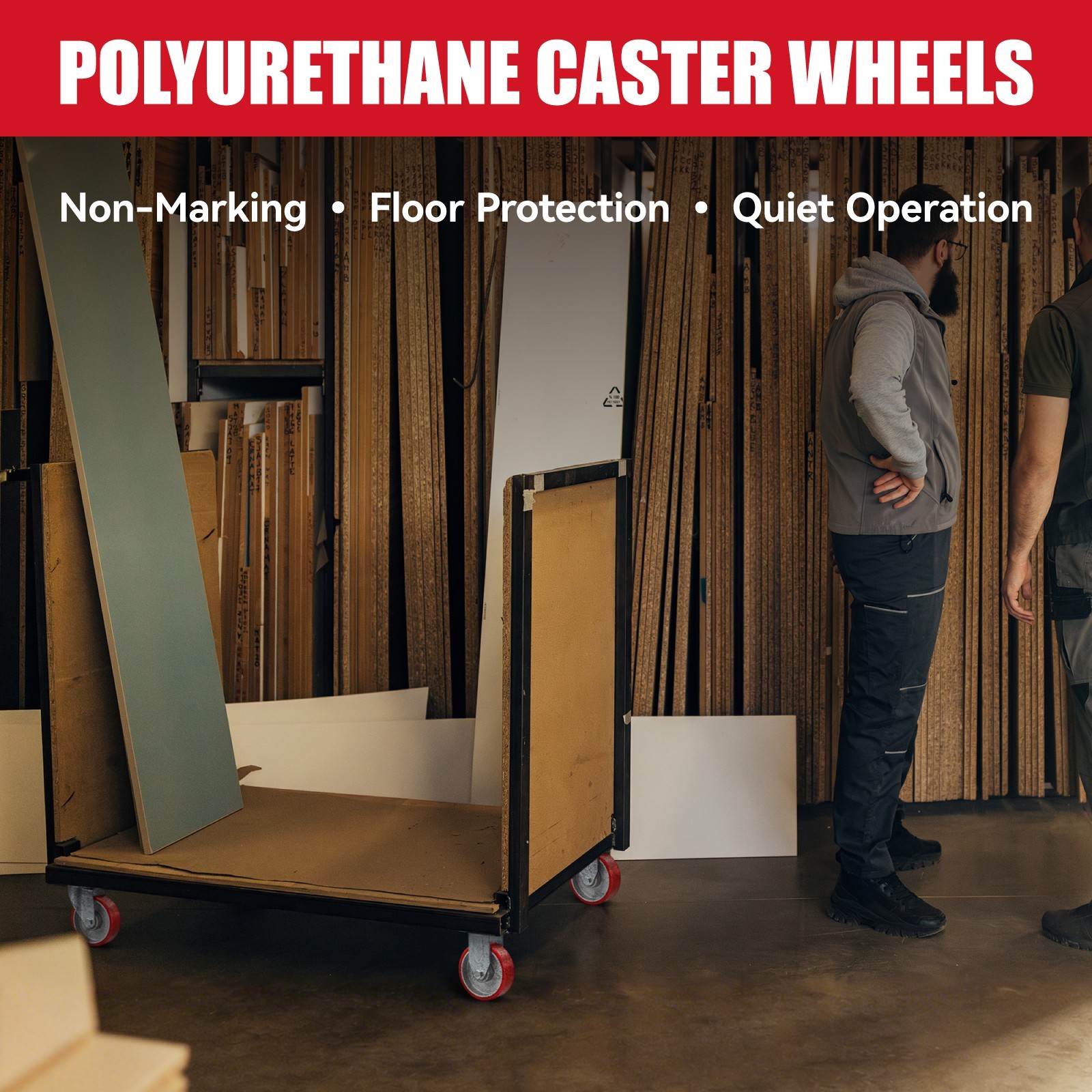 5″ Heavy Duty Casters , Polyurethane on Cast Iron Casters ,2200 lbs Capacity