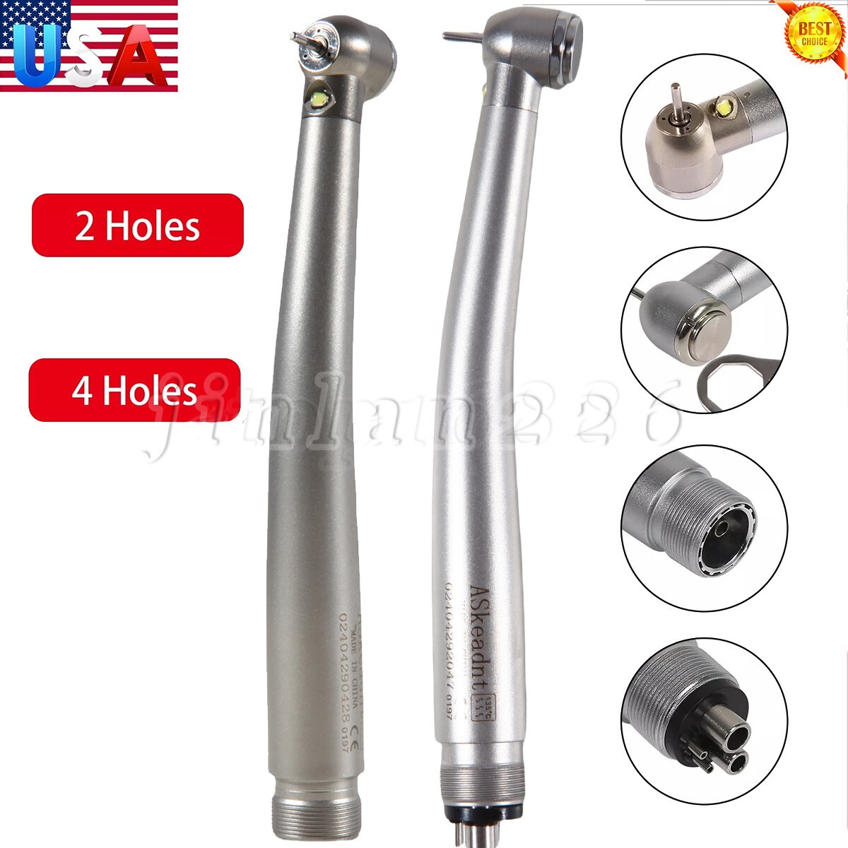PANA MAX Pieza Mano Dental de Alta Velocidad Turbina Aire Pulsador 2/4H w/ LED