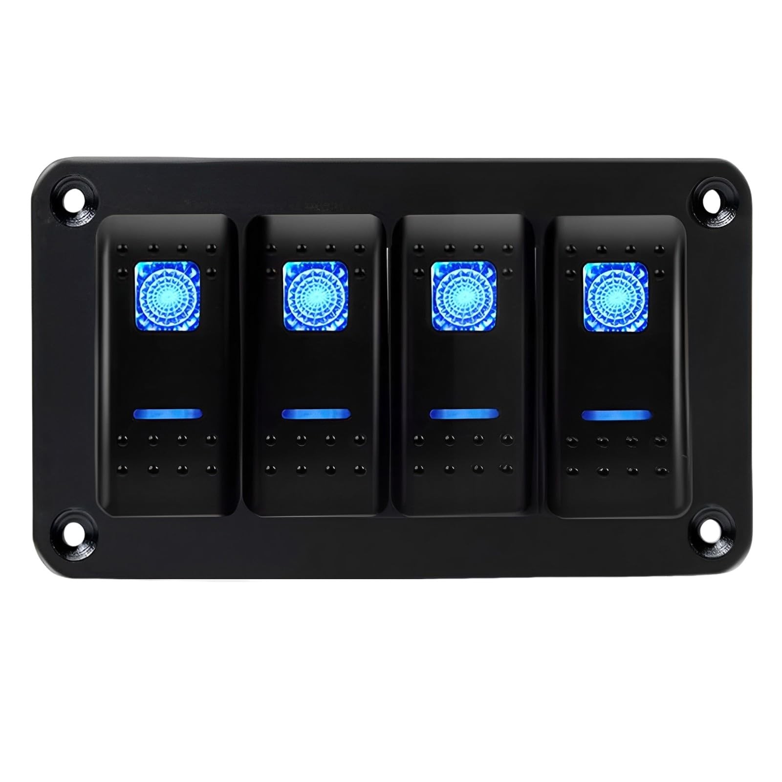 Switch Panel 4 Gang Rocker Toggle Aluminum Housing Bracket Car Truck Marine