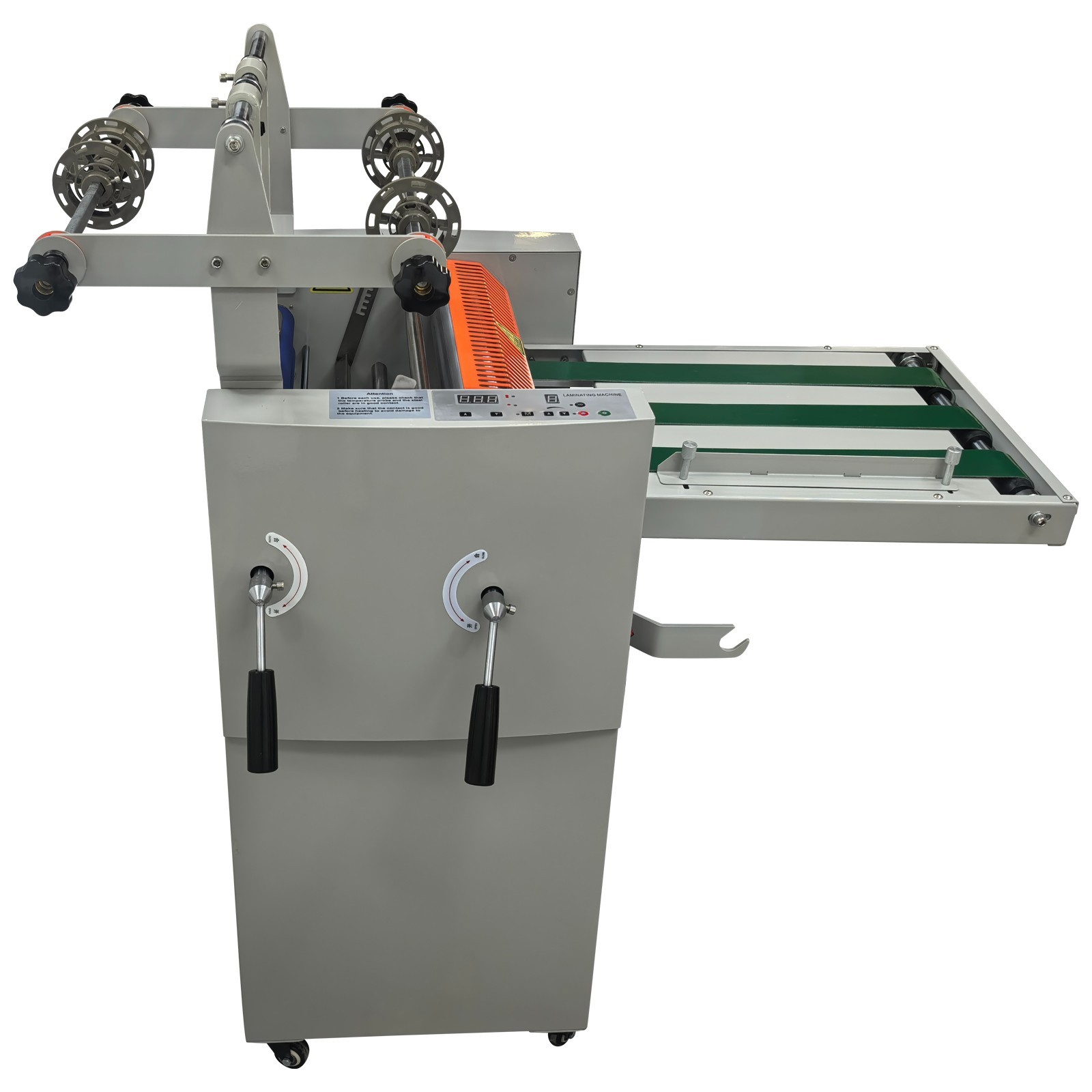 110V 32CM/12.6″ Vertical Roll Laminator Machine with Conveyor Belt, Cold Hot Ste