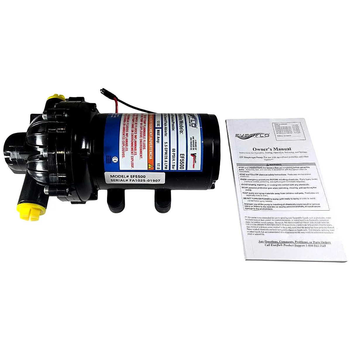 Everflo EF5500 12V DC 5.5 GPM 60 PSI Diaphragm Sprayer Pump