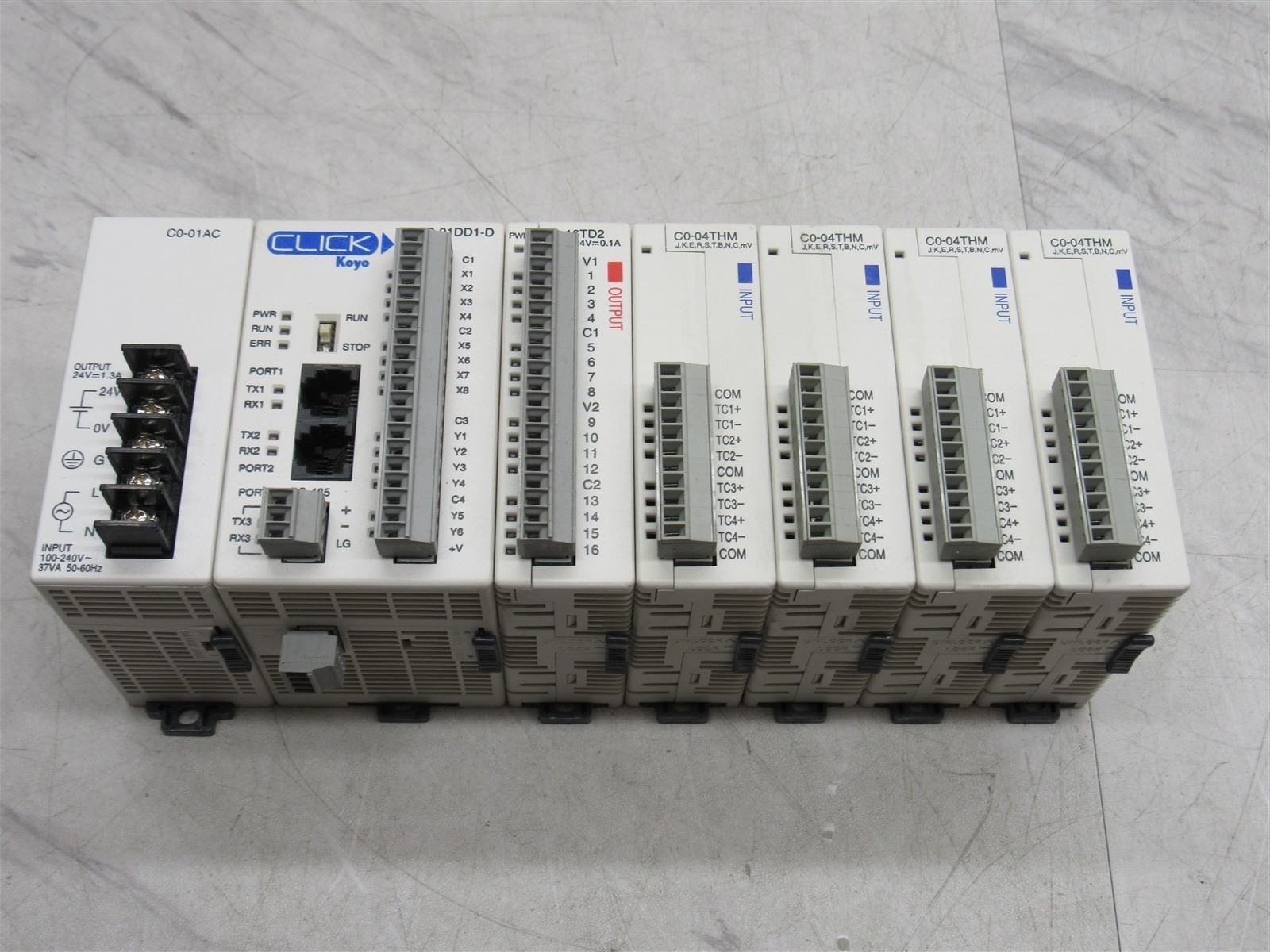 7 LOT Automation Direct 4x C0-04THM 1x C0-16TD2, C0-01-DD1-D, C0-01AC Modules
