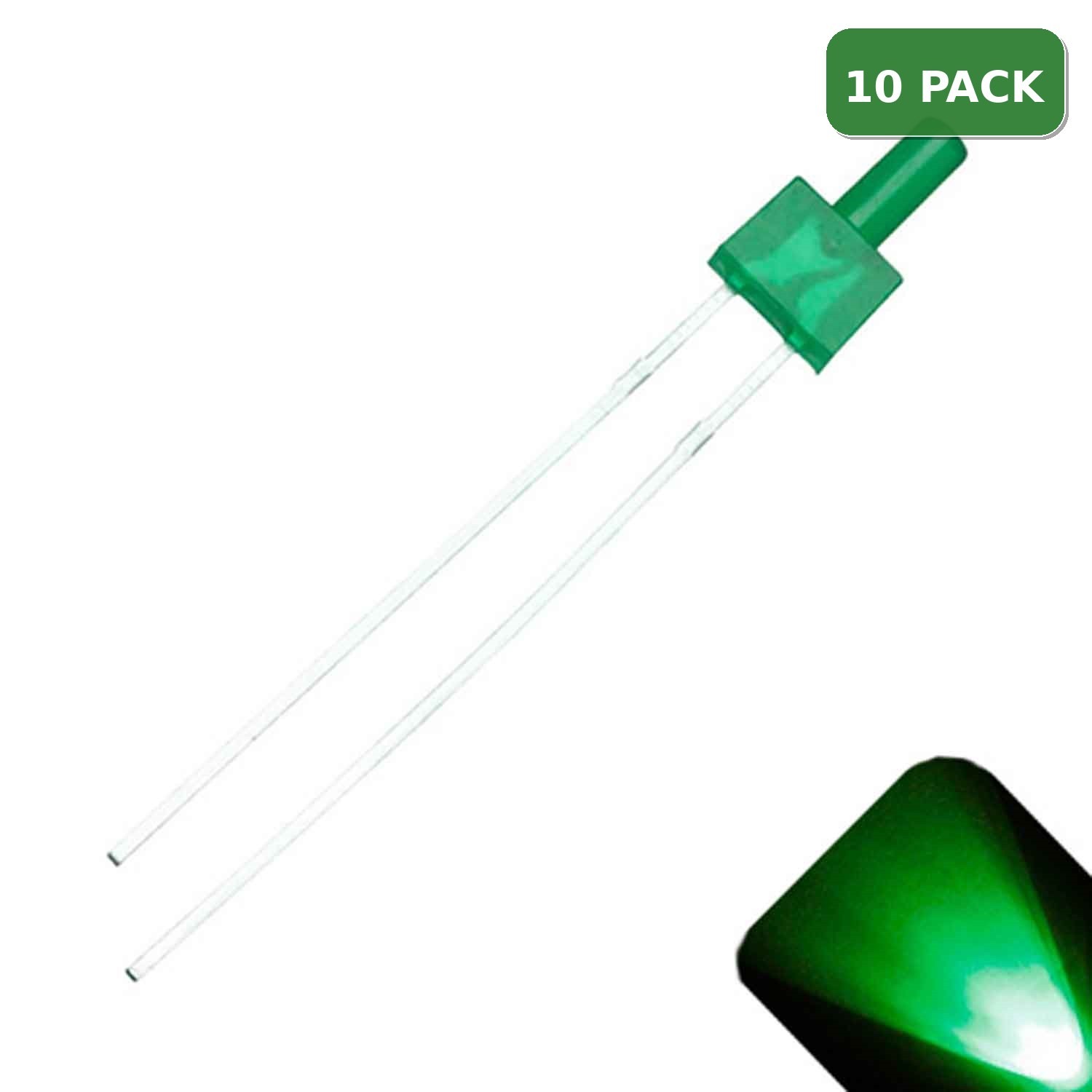 10 x 2mm Tower Pure Green Diffused LED Super Bright Lighthouse LEDs Model Buildi