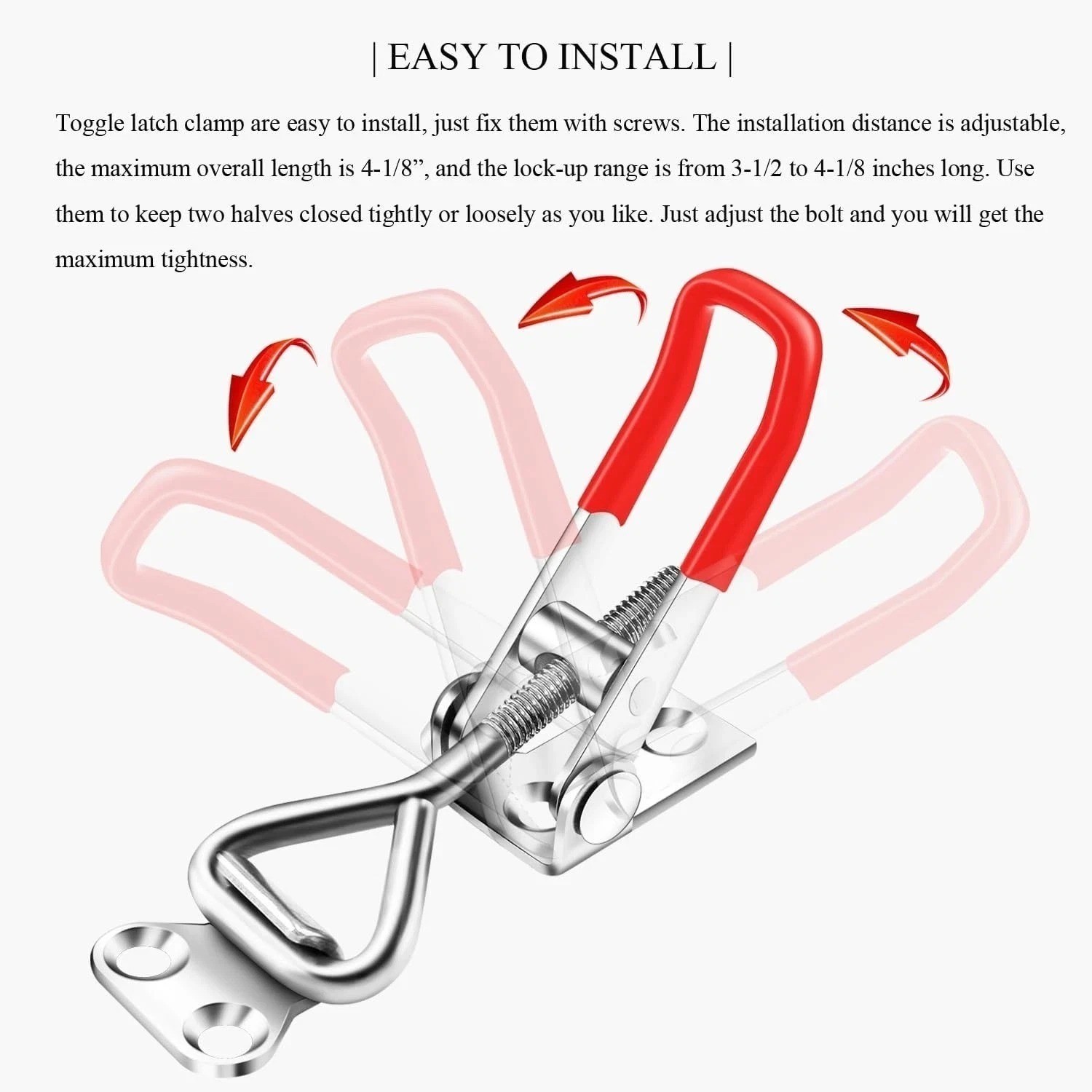 6 Pack 4001 Toggle Latch Clamps Adjustable Quick Release 330LB Heavy Duty Steel