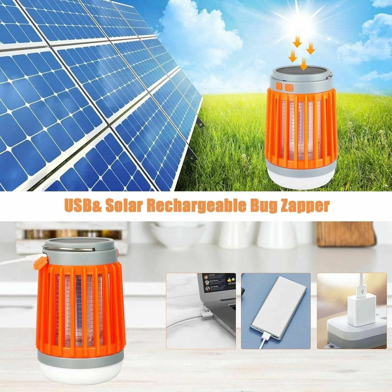 2-Pack Solar Mosquito Killer Lamp – Orange for Outdoor Garden, Patio & Yard Use
