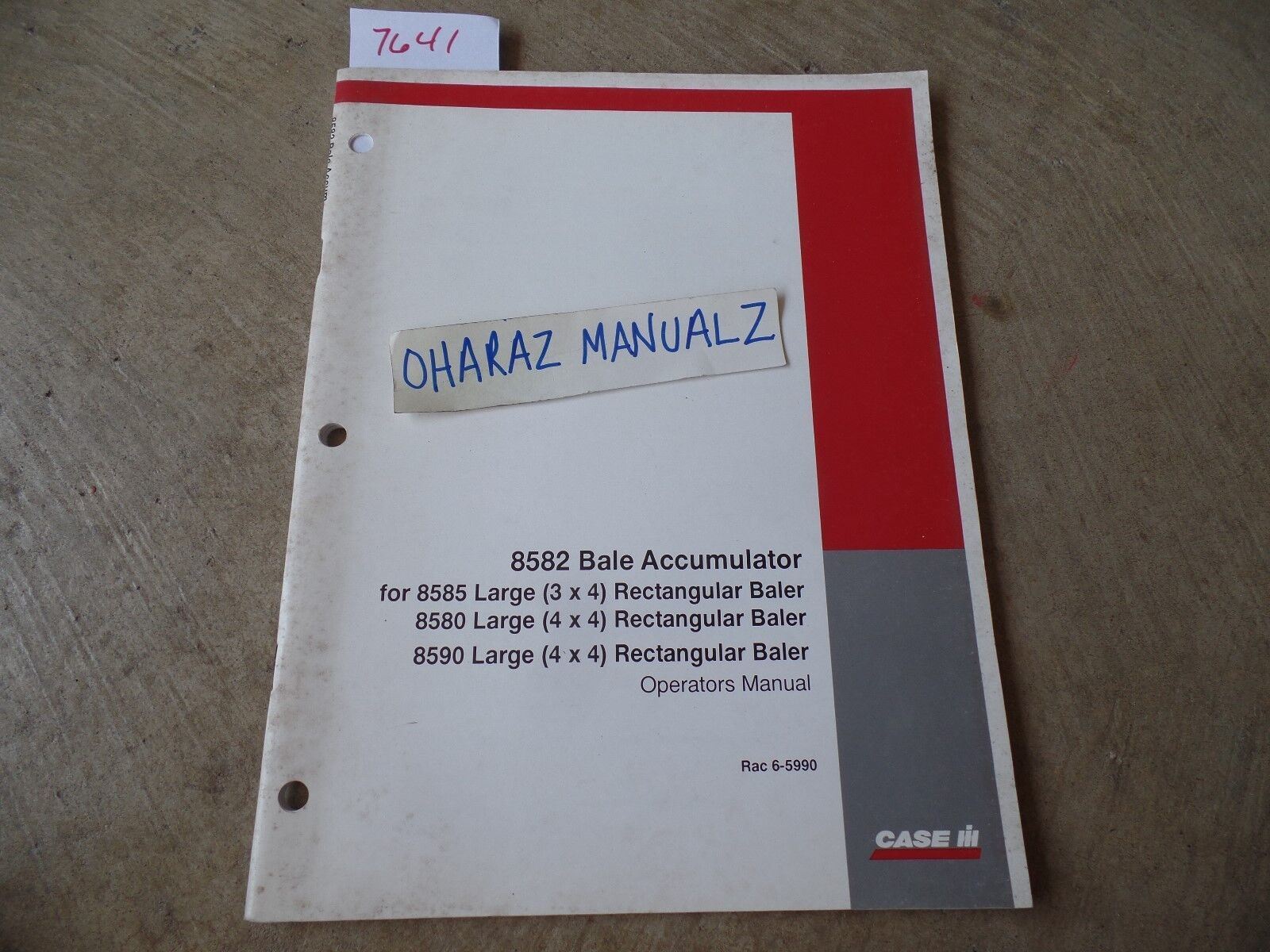 CASE 8582 Bale Accumulator for 8585 8580 8580 Large Baler Operator’s Manual