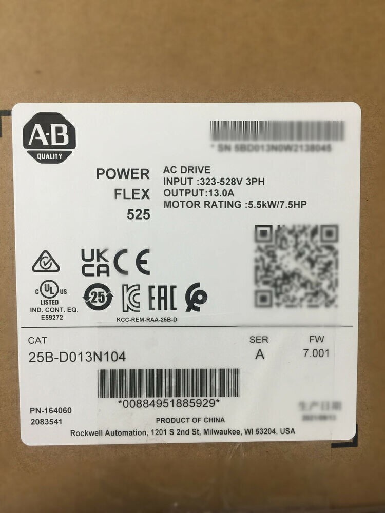 2022 AB PowerFlex 525 AB 25B-D013N104 AC Drive 25BD013N104 NEW