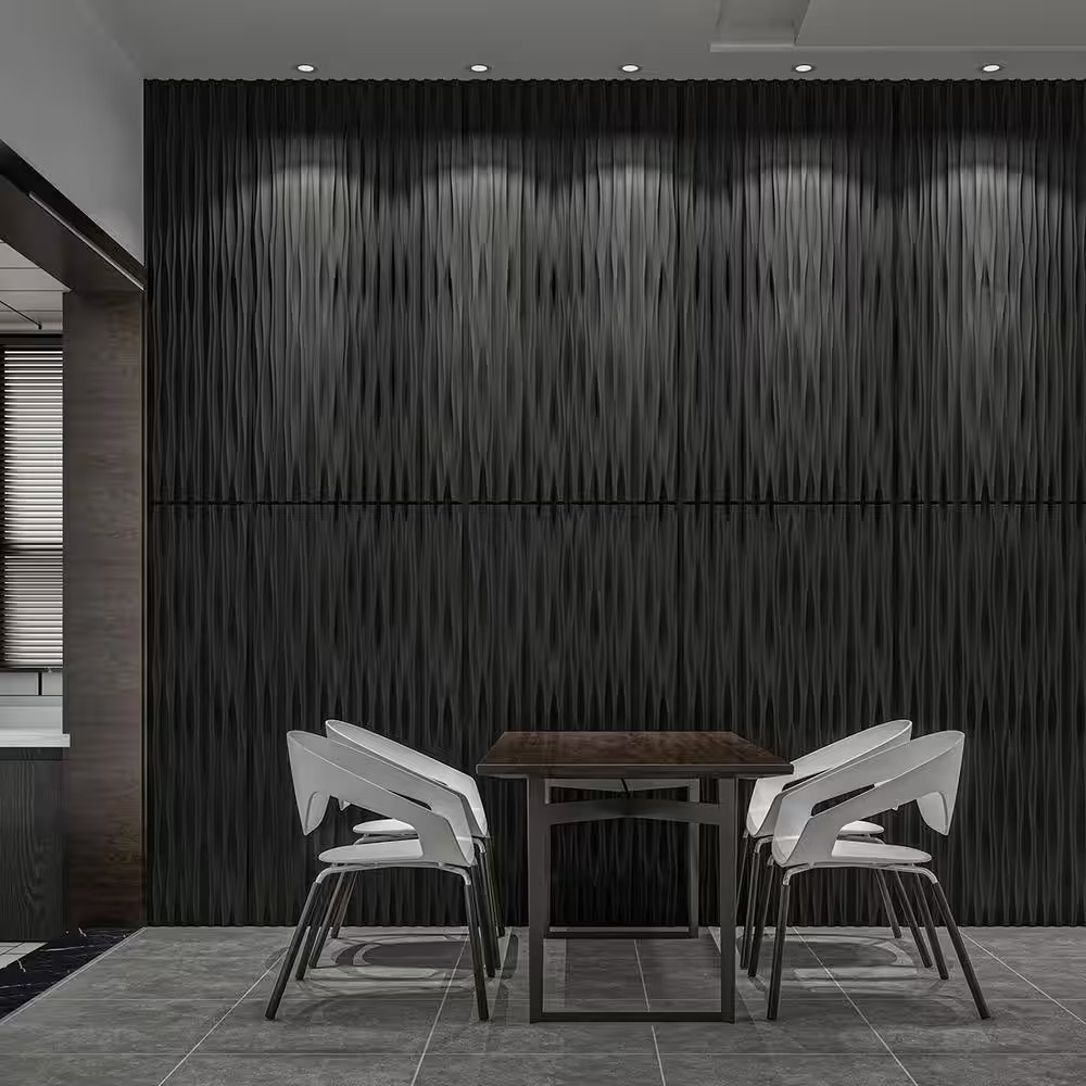 0.04 In. X 47.2 In. X 23.6 In. Black PVC Decorative Wall Paneling for Interior W