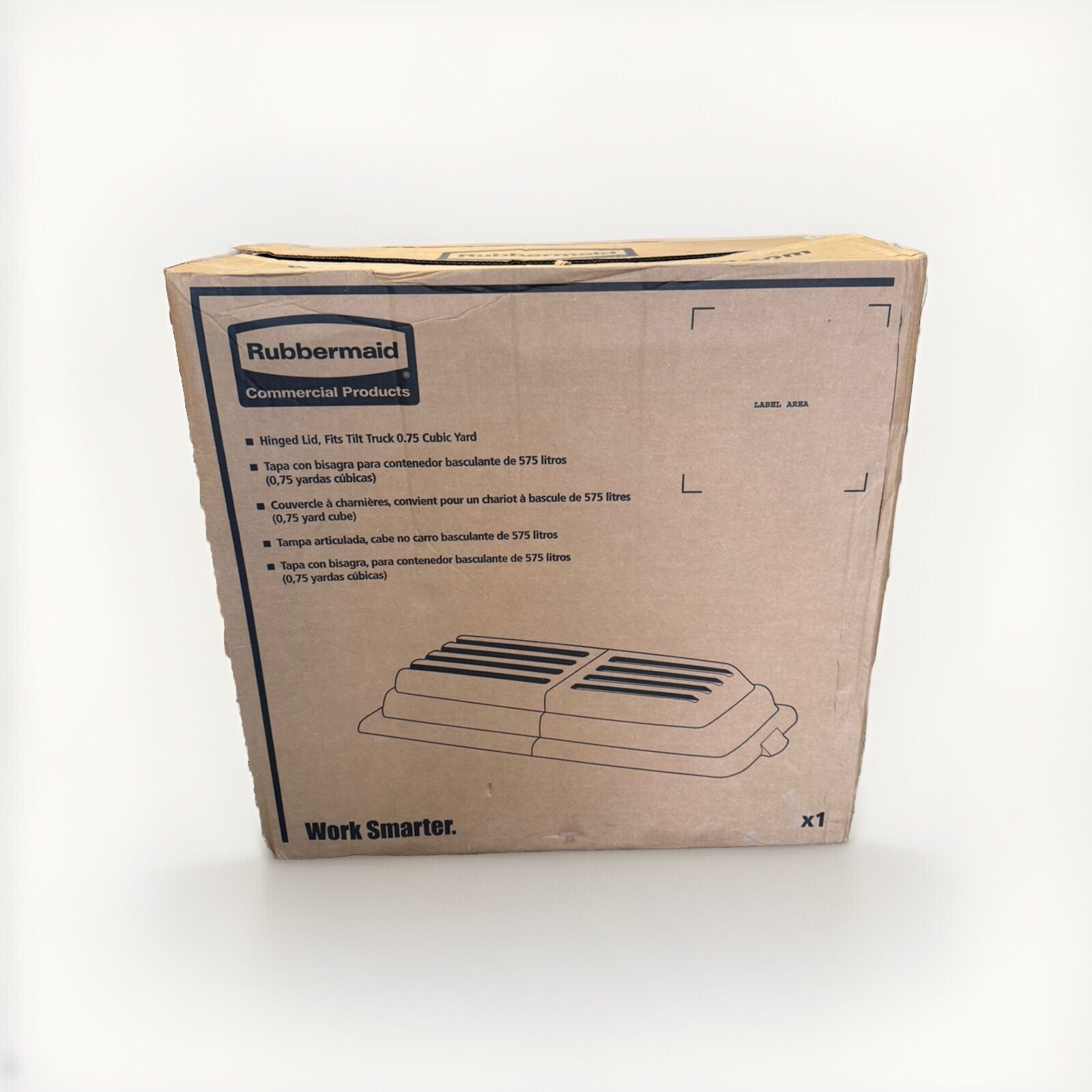 Rubbermaid Hinged Lid Fits Tilt Truck 0.75 Cu. Yard FG102800BLA New