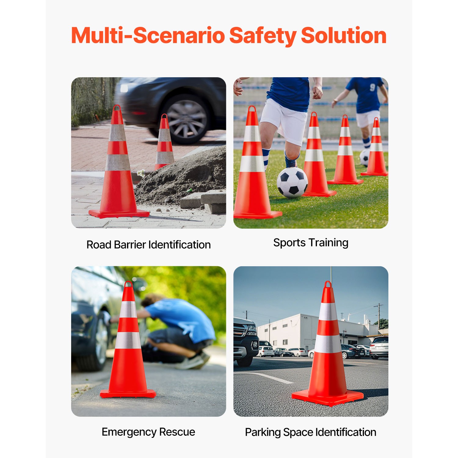 Uimoso 12PCS Safety Cones Traffic Cones 28″ Orange Reflective Collars Road Cones