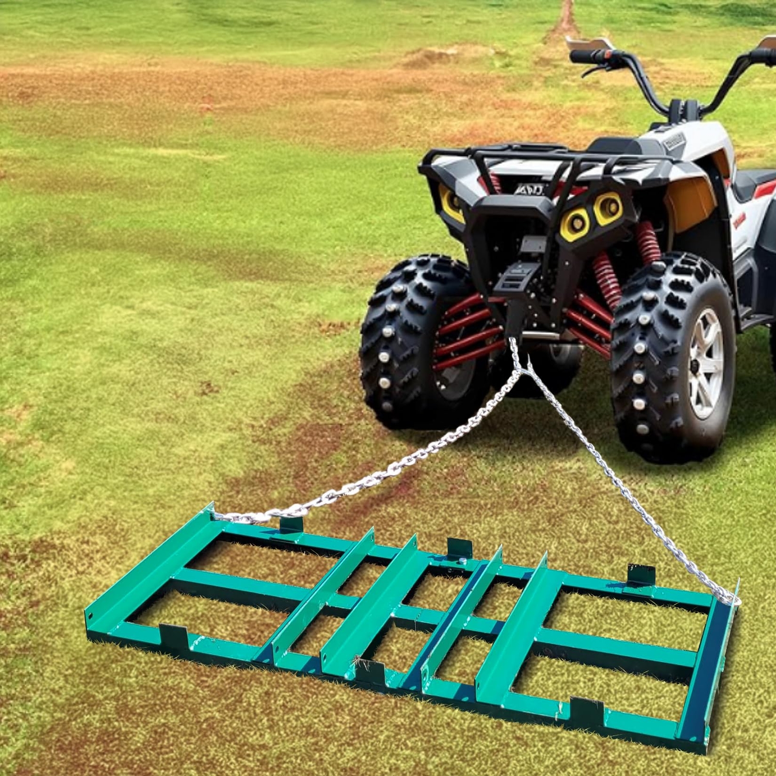 48″ Drag Harrow Driveway Grader 4 ft,Tow Behind Lawn Rake for ATV, UTV, Tractor