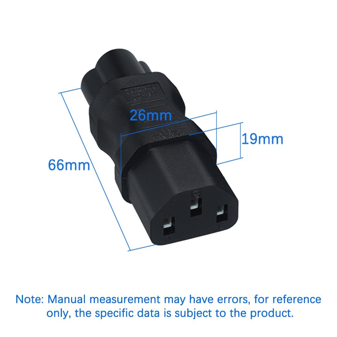 2 Pack IEC320 C6 To C13 Power Adapter 3 Pole Female To 3 Pin Male AC Plug