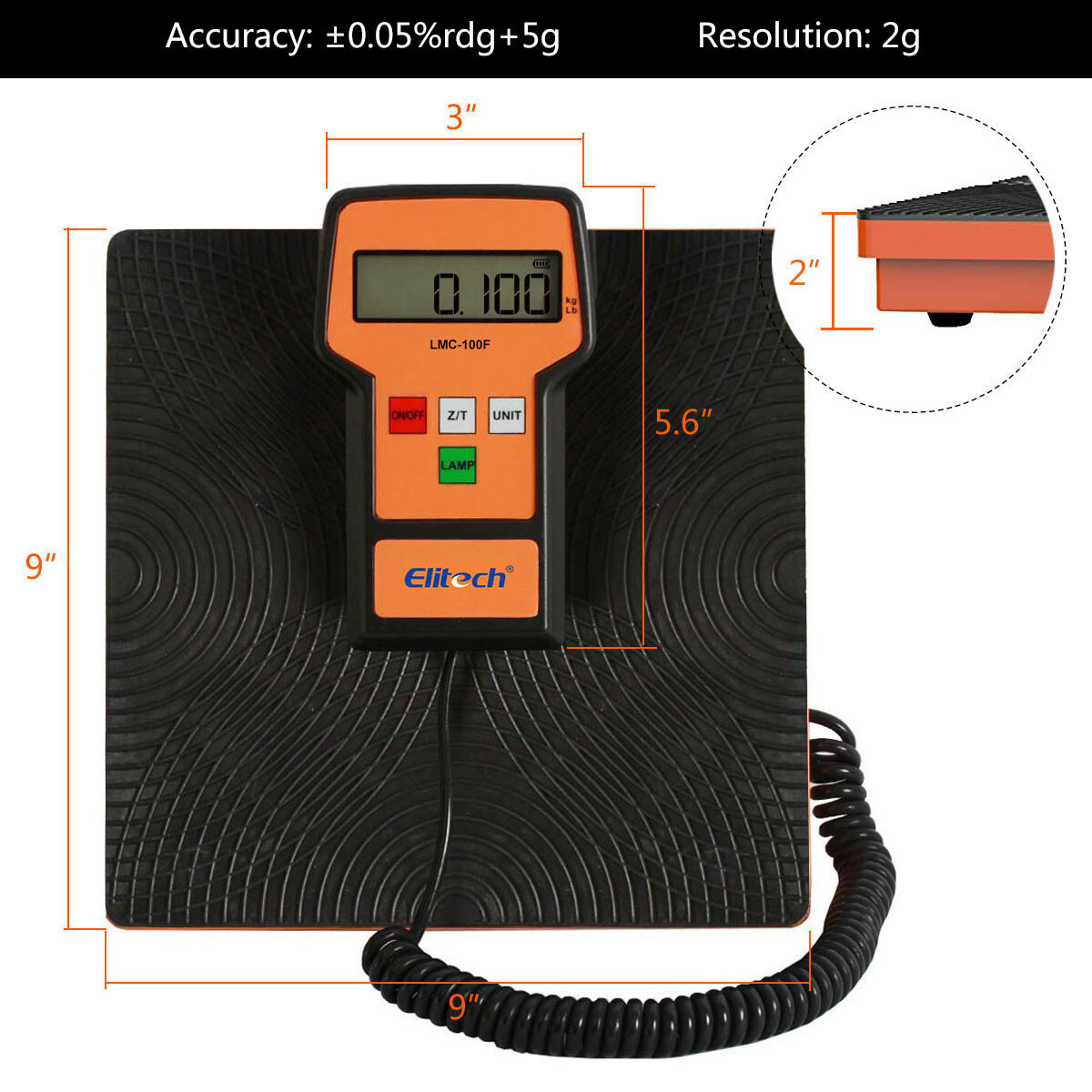 Elitech Digital Refrigerant Charging Weight Scale HVAC Scale 110Lbs LMC-100F+