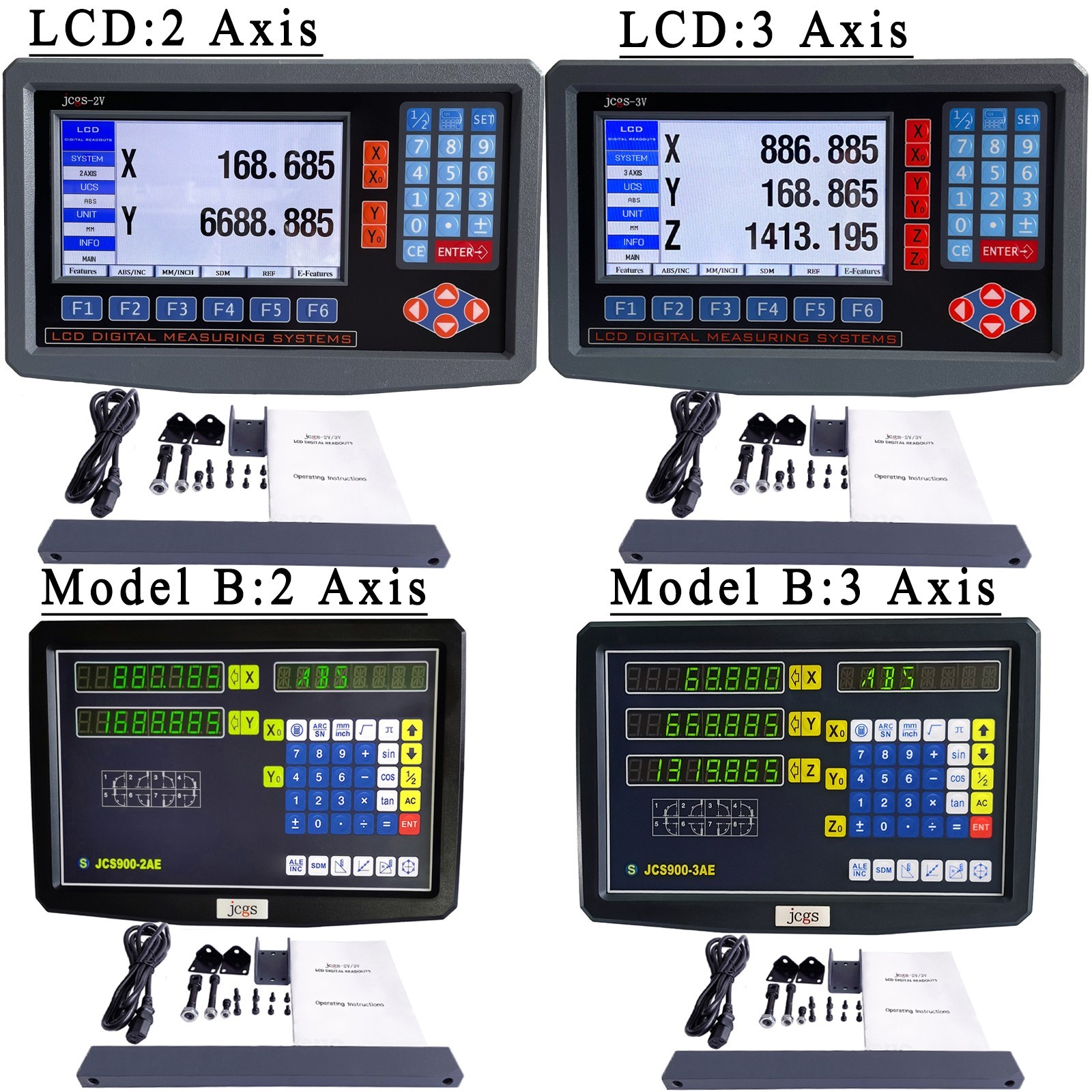 Linear Scale 2/3Axis Digital Readout DRO Display Glass Sensor Bridgeport Mill US