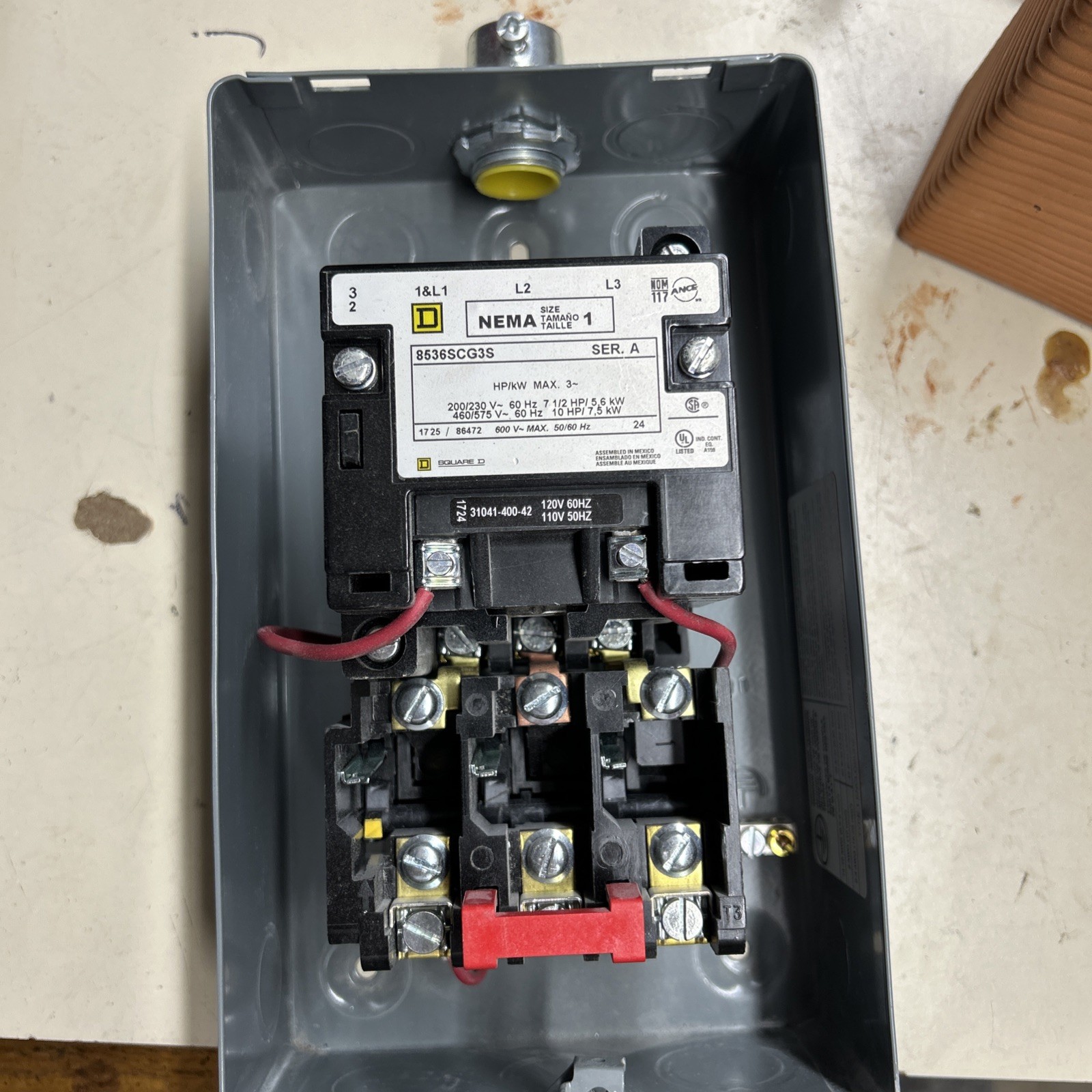 Square D 8536SCGS NEMA Size 1 120V Starter