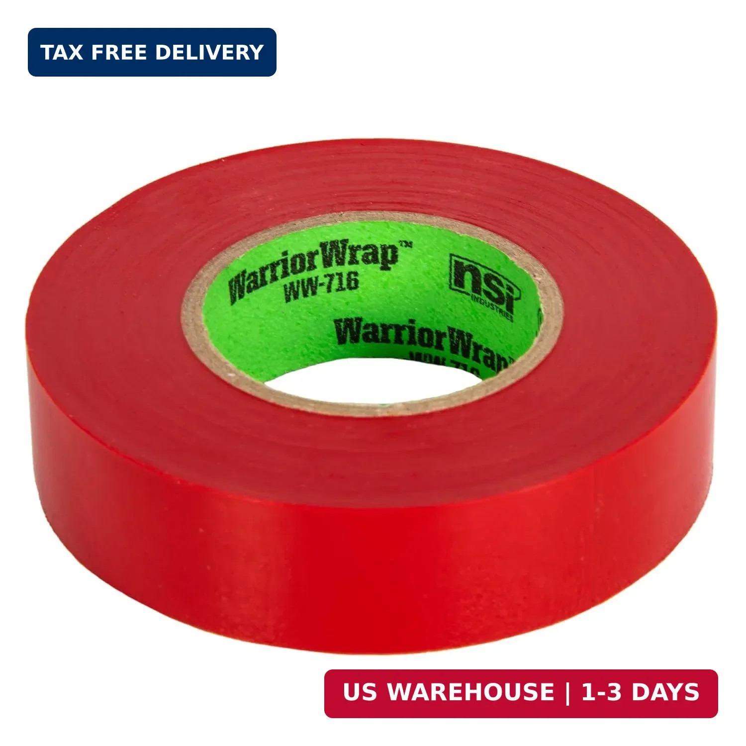 WarriorWrap General 3/4 in. x 60 ft. 7 mil Vinyl Electrical Tape, Red