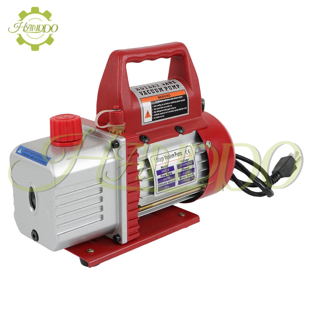 4CFM Air Vacuum Pump Rotary Vane HVAC A/C Refrigeration Kit Gauge 1/3HP