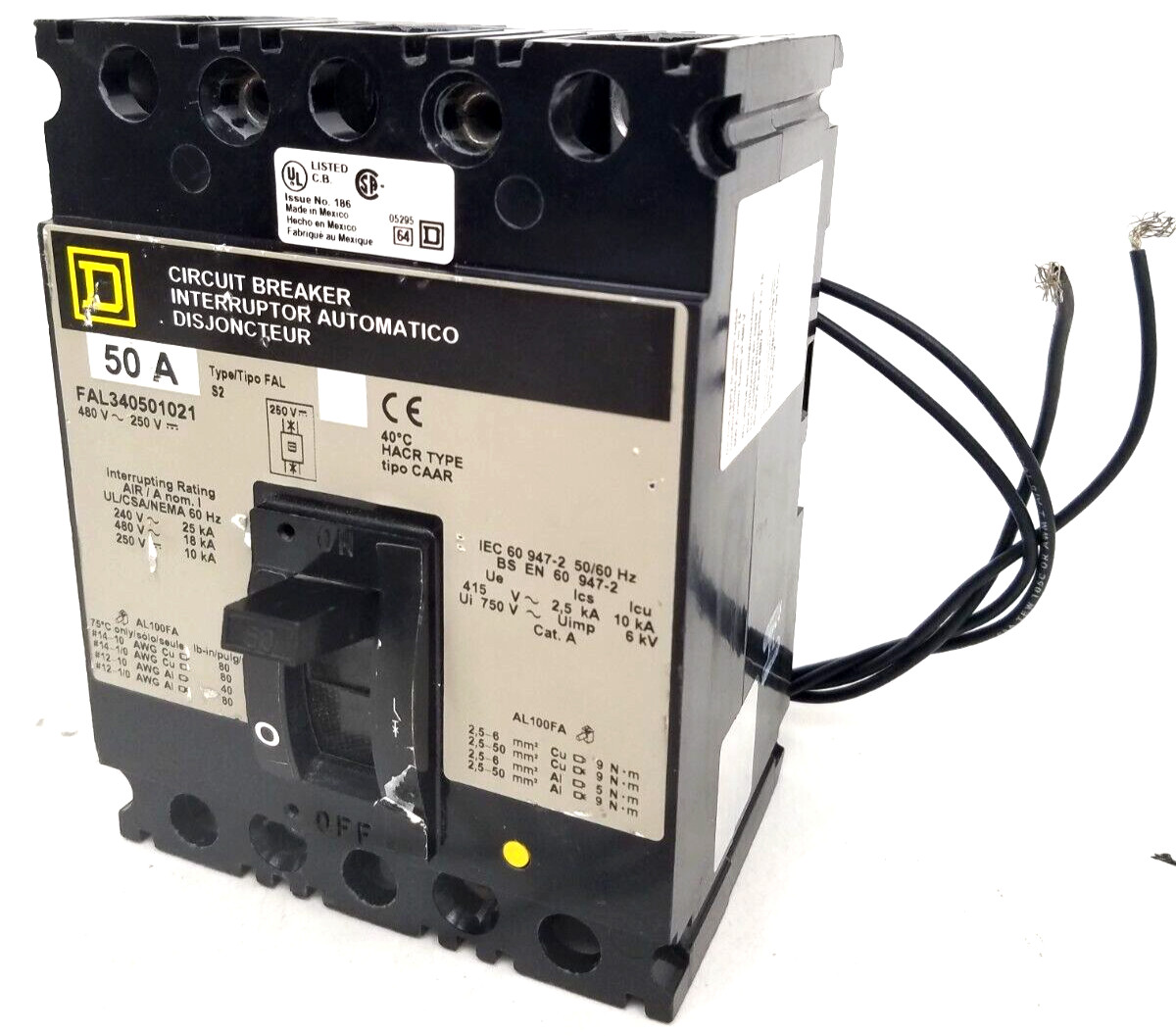 FAL340501021 Square D 50 Amp Circuit Breaker + Shunt 120v-240V – Next Day Option