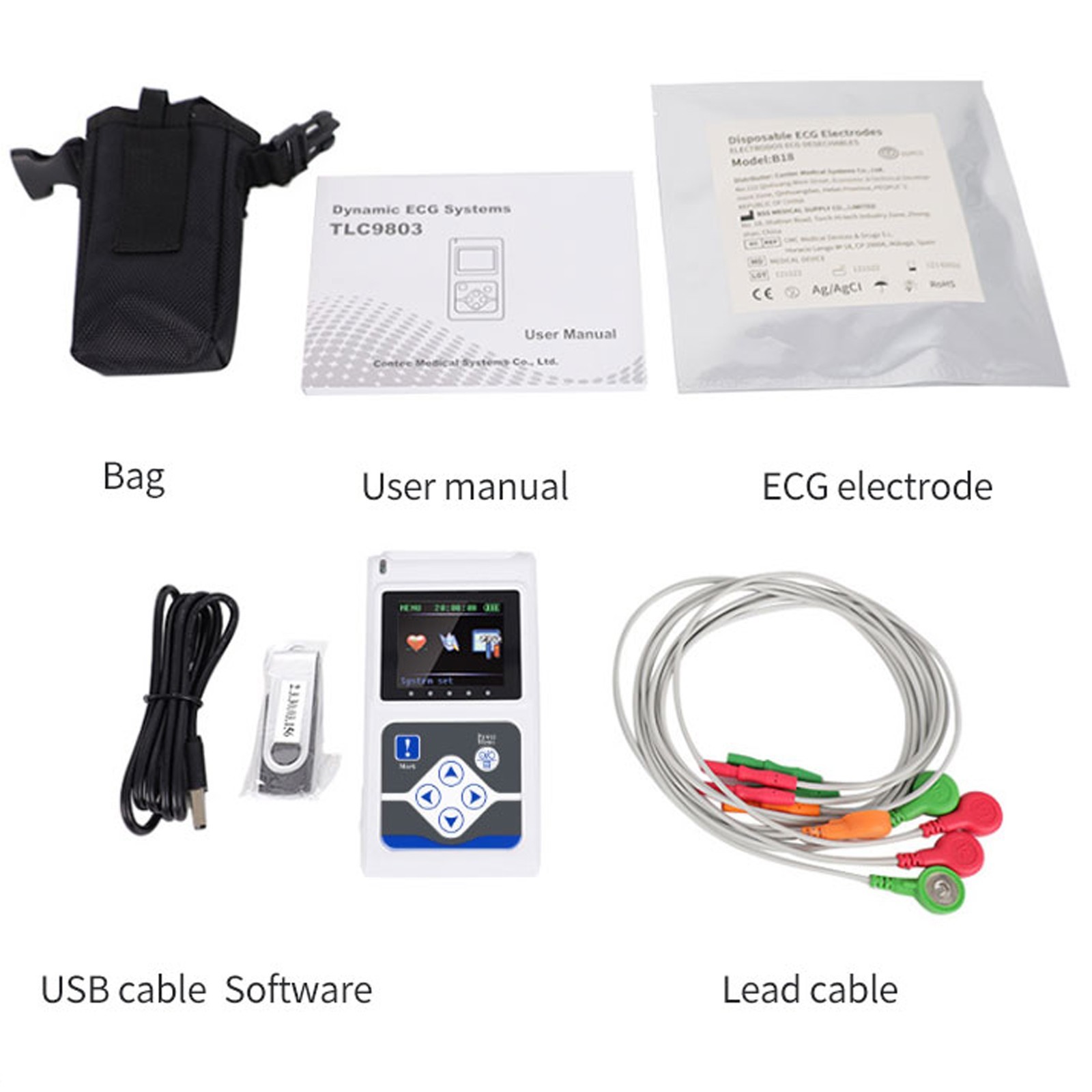 3 Channel Dynamic EKG Holter 24 Hours with PC Software ECG Holter