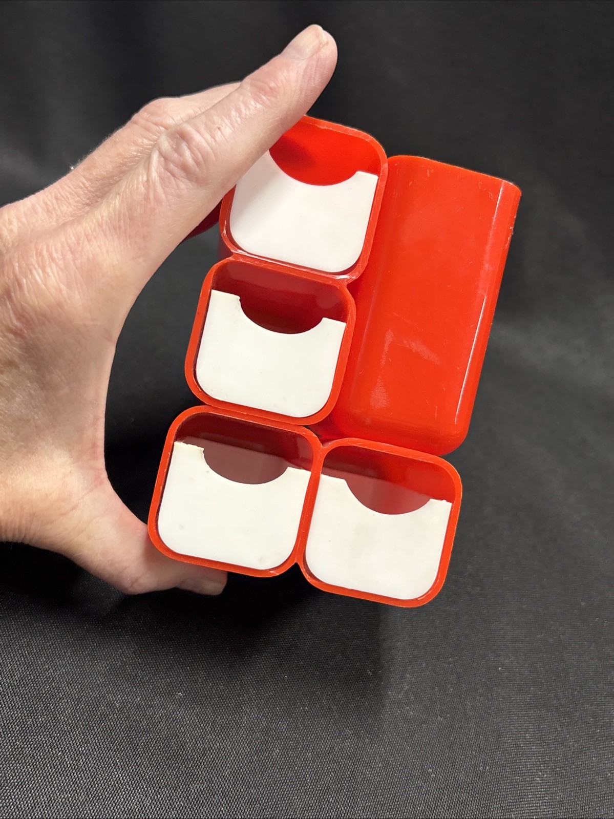 Vtg Red Plastic Mini Drawers Desk Organizer Caddy Made in Hong Kong