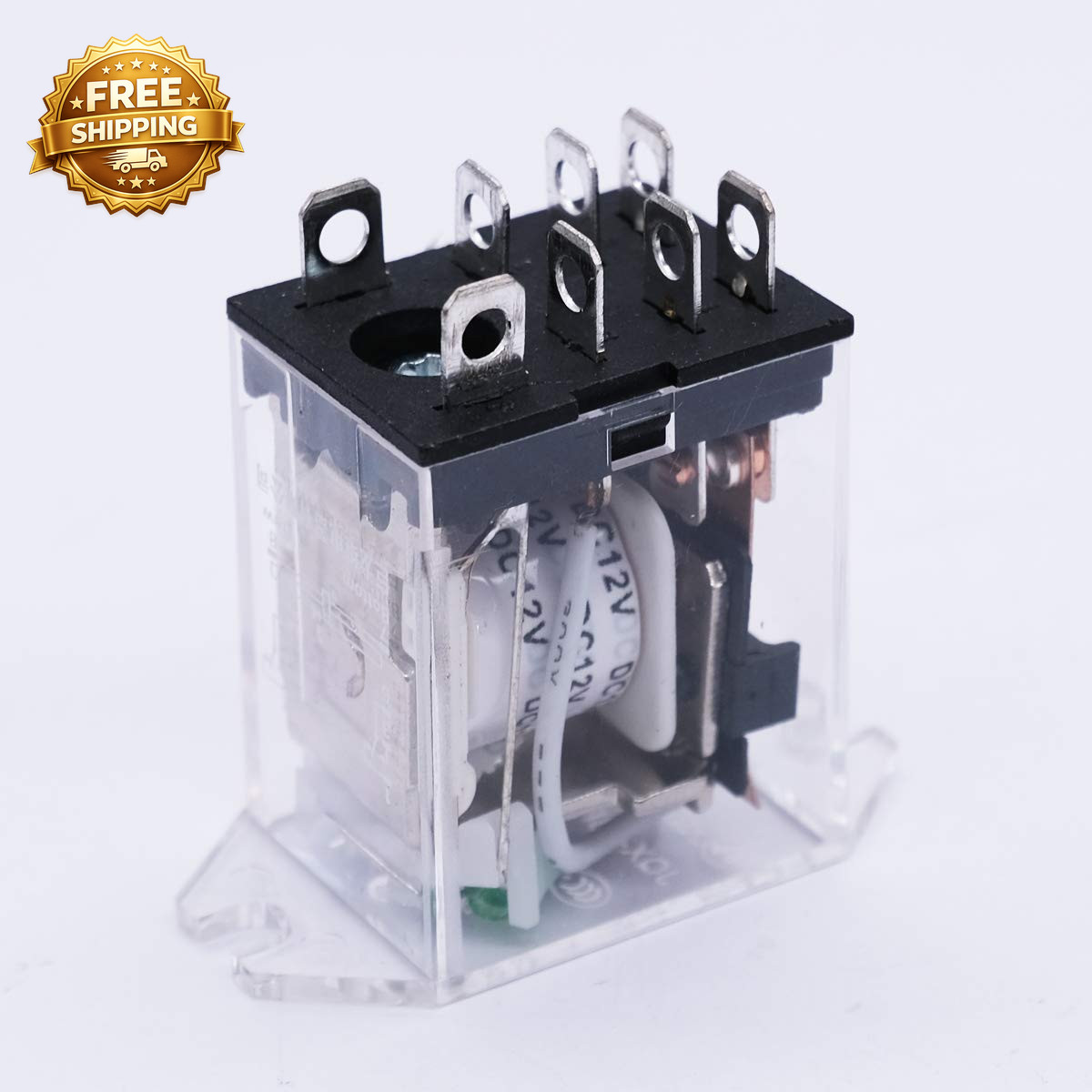 2Pcs DC 12V Coil 8 Pin 10A DPDT LED Indicator Electromagnetic Power Relay