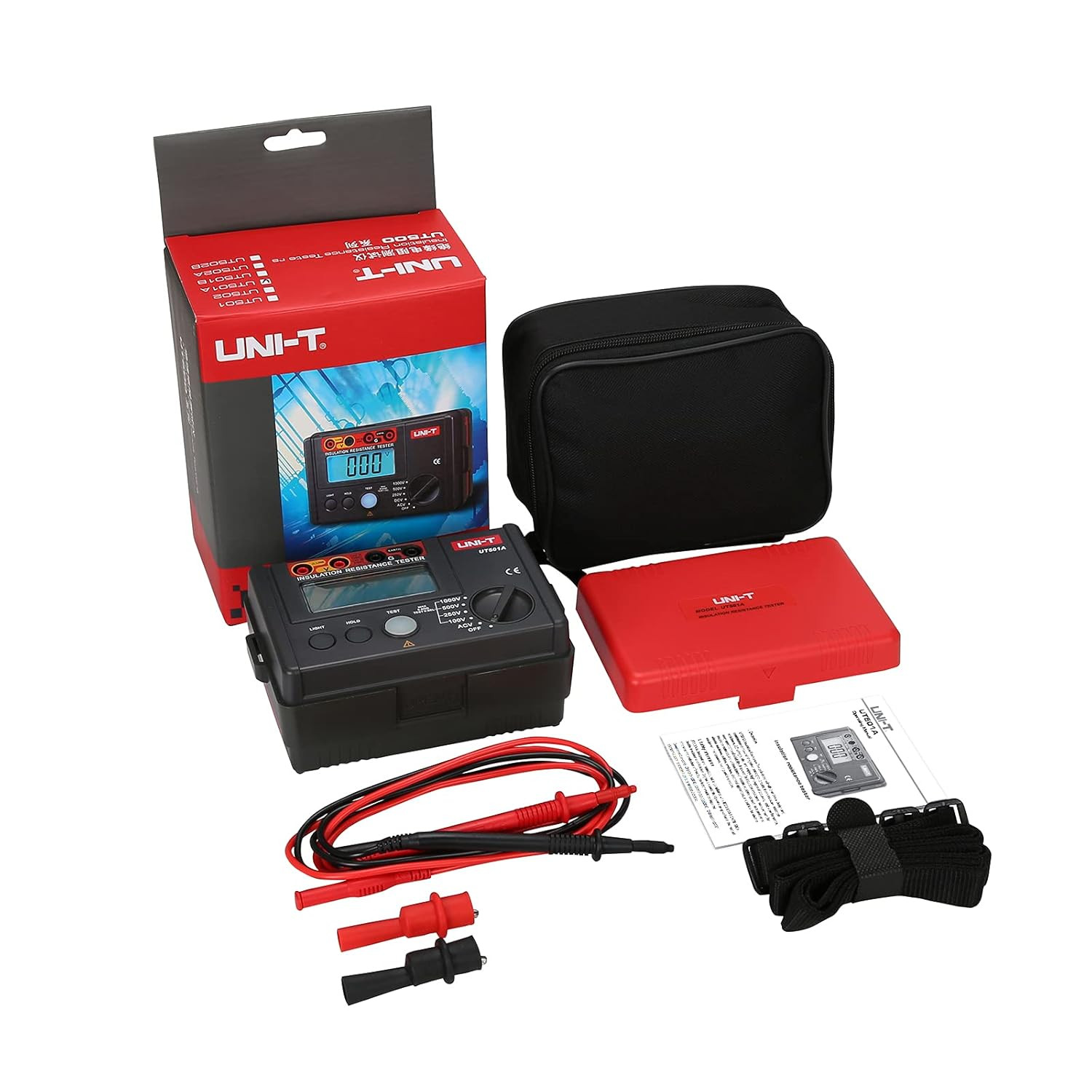 UT501A Digital Megohmmeter 125V-1000V Insulation Tester, 2000 Counts Auto Rangin