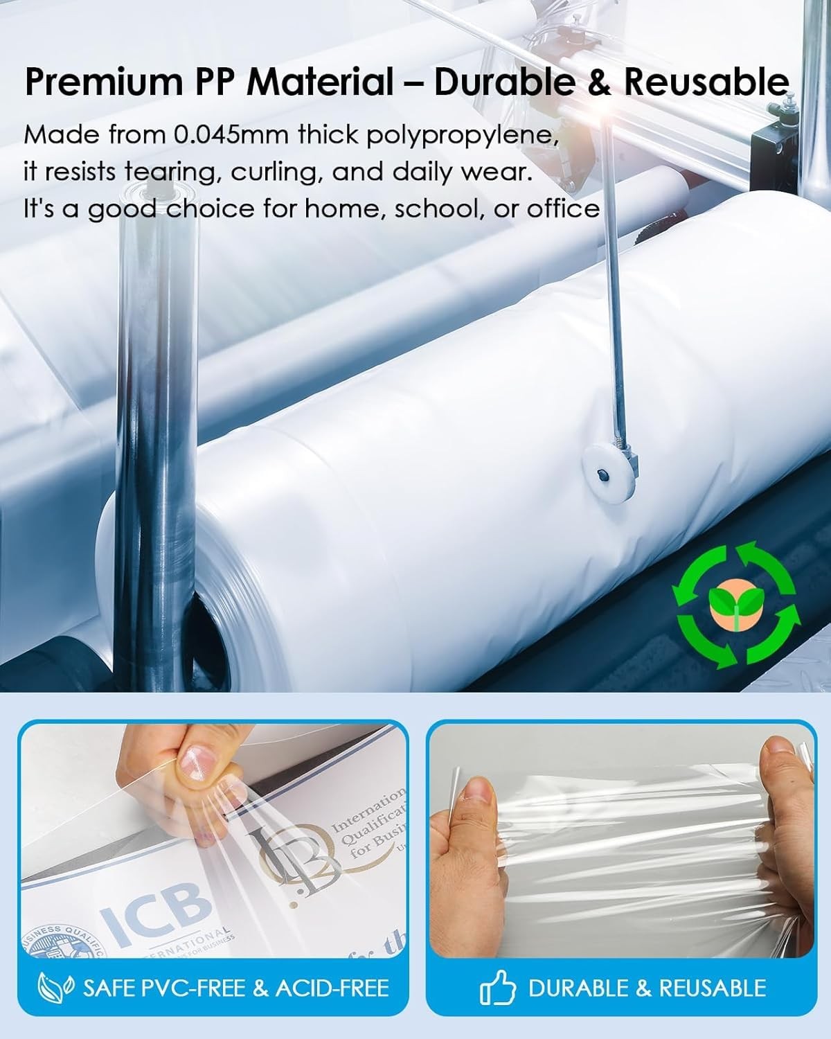KTRIO Sheet Protectors 8.5 x 11, Page for 3 x 11 in, Clear