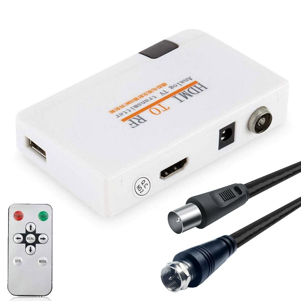 HDMI RF Modulator Coax Converter VHF Adapter w/Male F Type Cord for PS4 PS5 X…